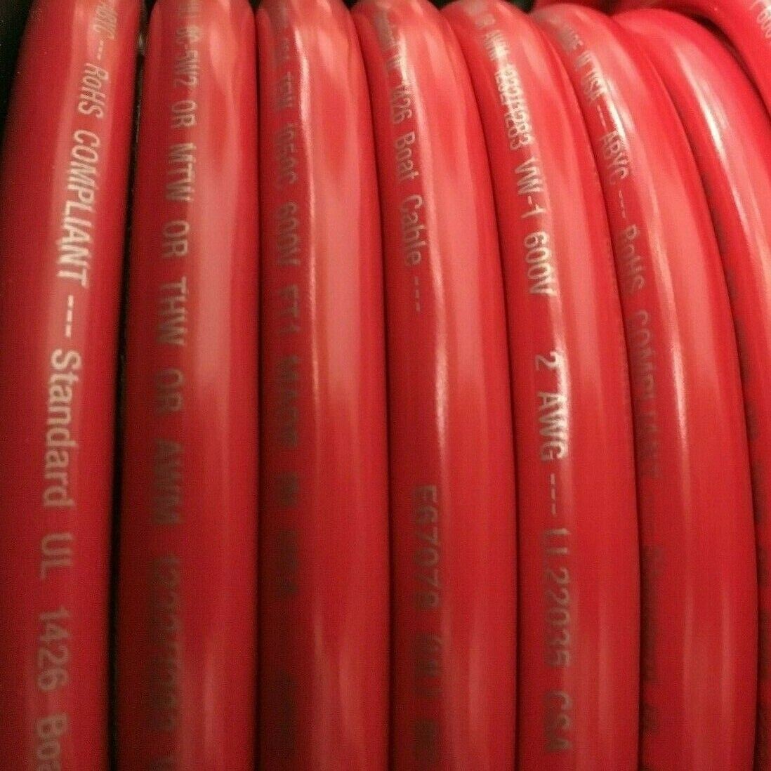 USA Battery Cable Marine Grade Tinned Copper 4, 2, 1/0–5, 10, 15, 50FT & 100 FT