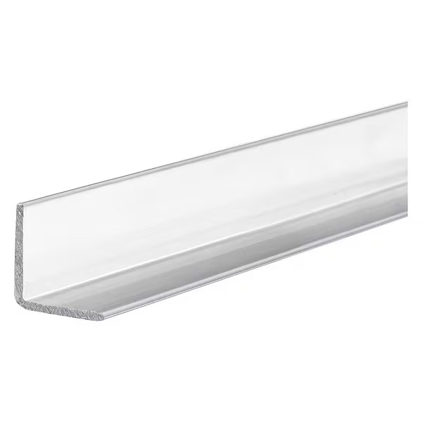 Colorless Polycarbonate Polycarbonate Angle Stock, 2 ft L, 0.05 in T, 9,700 psi
