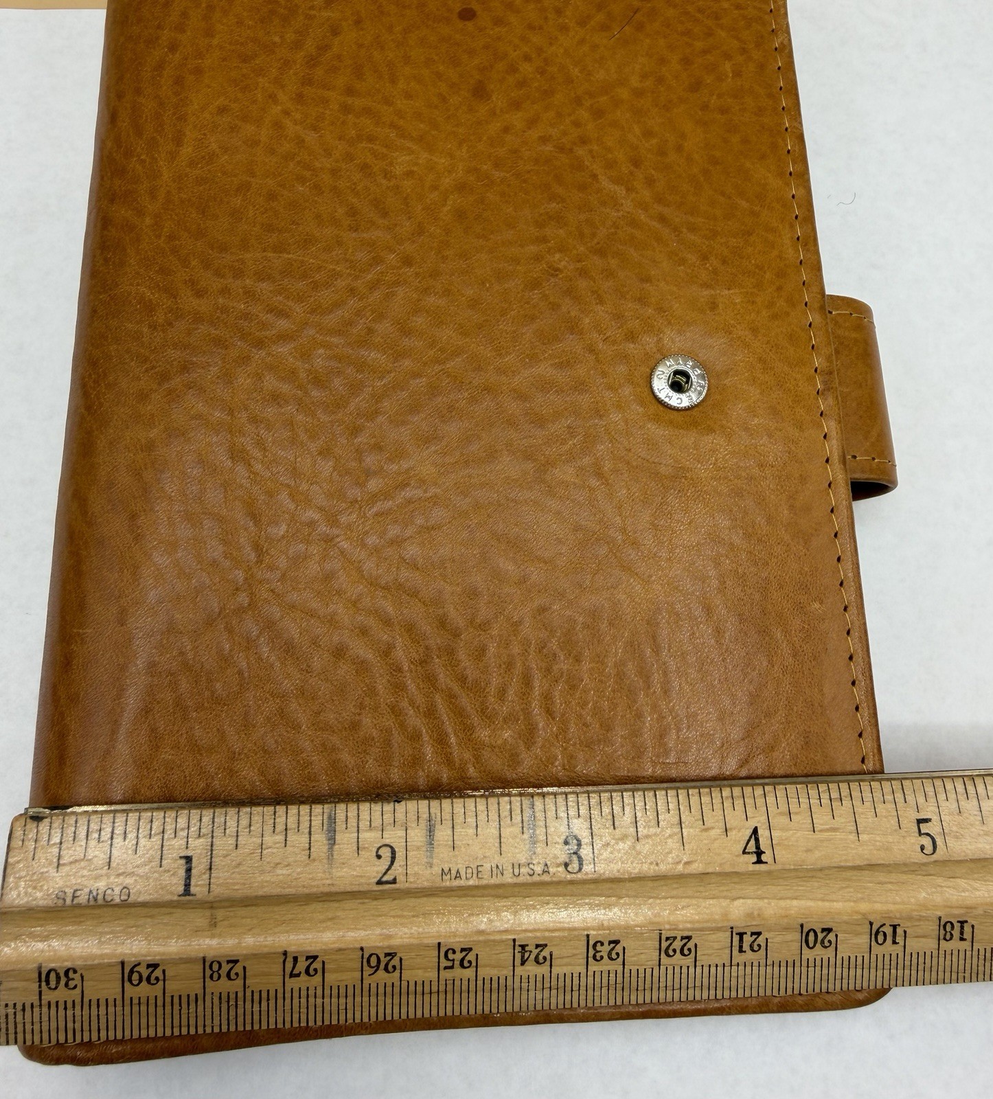 VDS Vander Spek Leather Planner Organizer 6 Rings Cognac Ostrich Interior