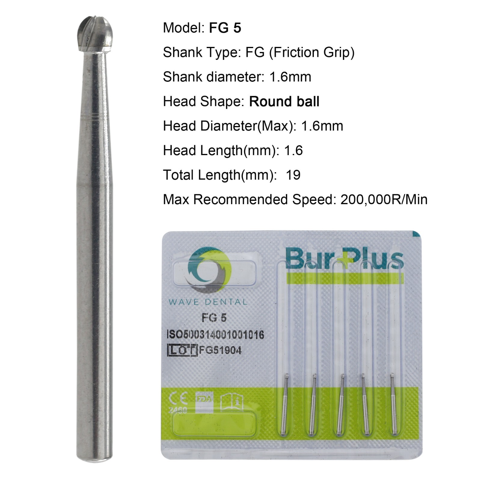 Dental Carbide Burs Diamond Burs Round FG 4 6 8 2 Friction Grip High Speed 801