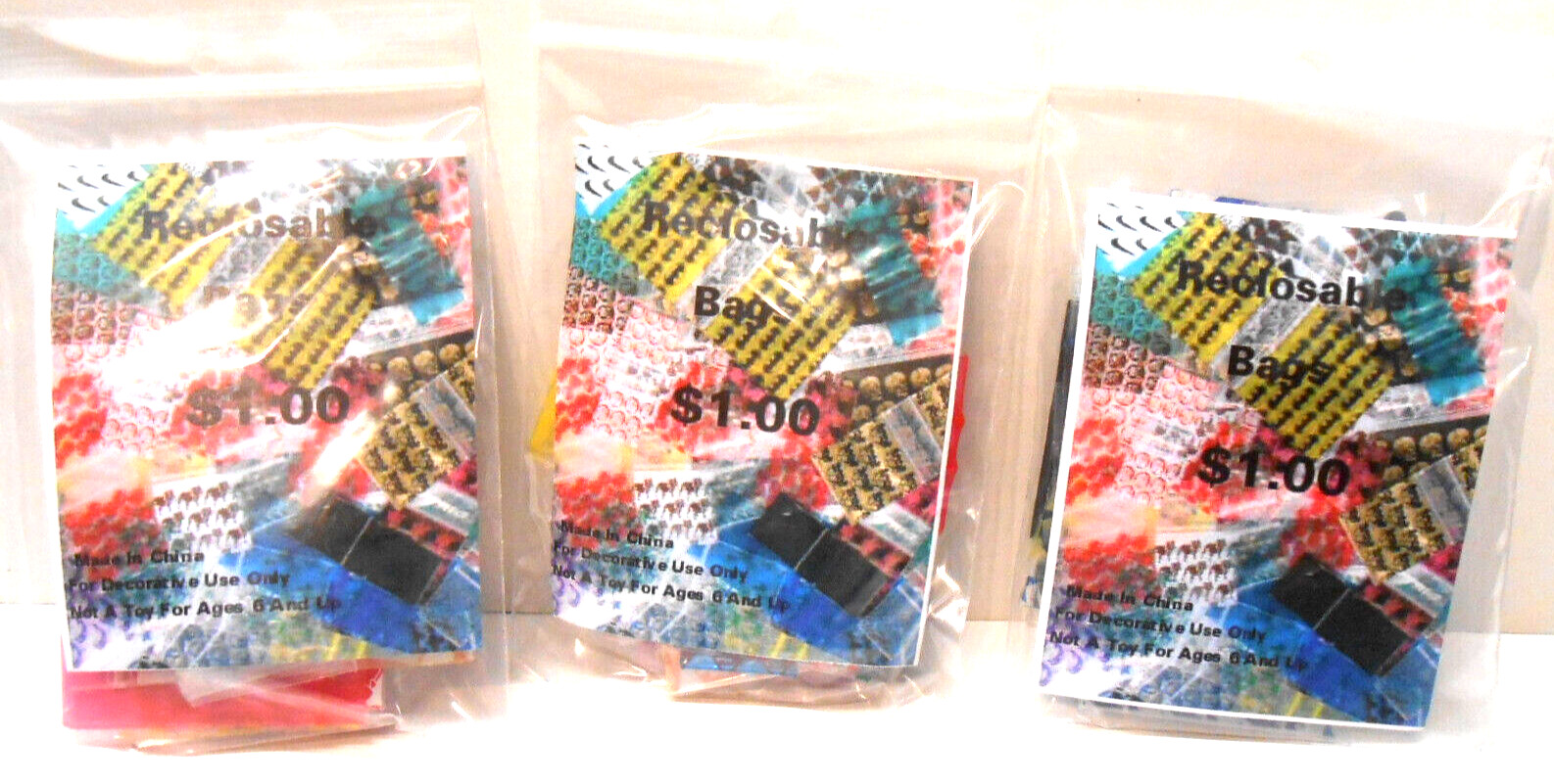 apple brand baggies (3) “CRAZY” SaMPLER zippitz bags insane assorted mix 120pcs