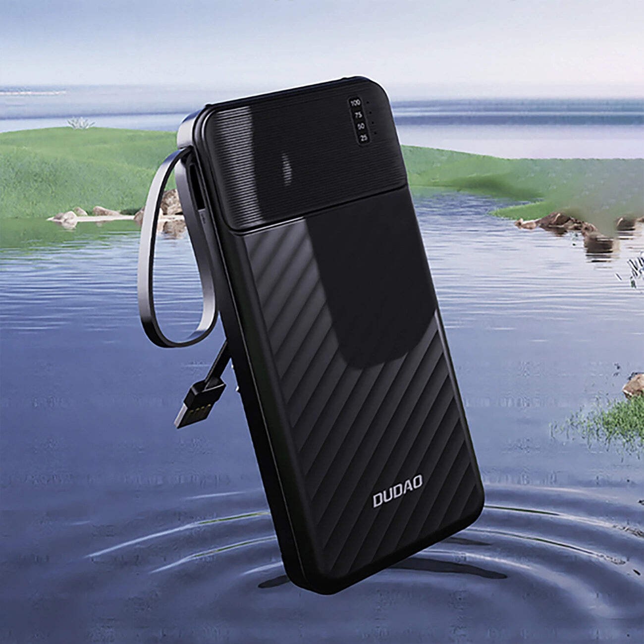 Power Bank 20,000mAh with Built-in USB-C, USB-A & Lightning Cable External A