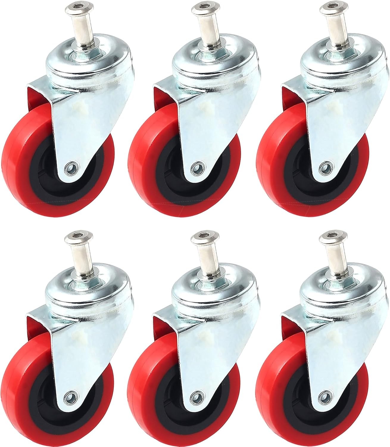 6 Pack Heavy-Duty 2.5″ Swivel Caster Wheel Creeper Service Cart Stool Post Mount