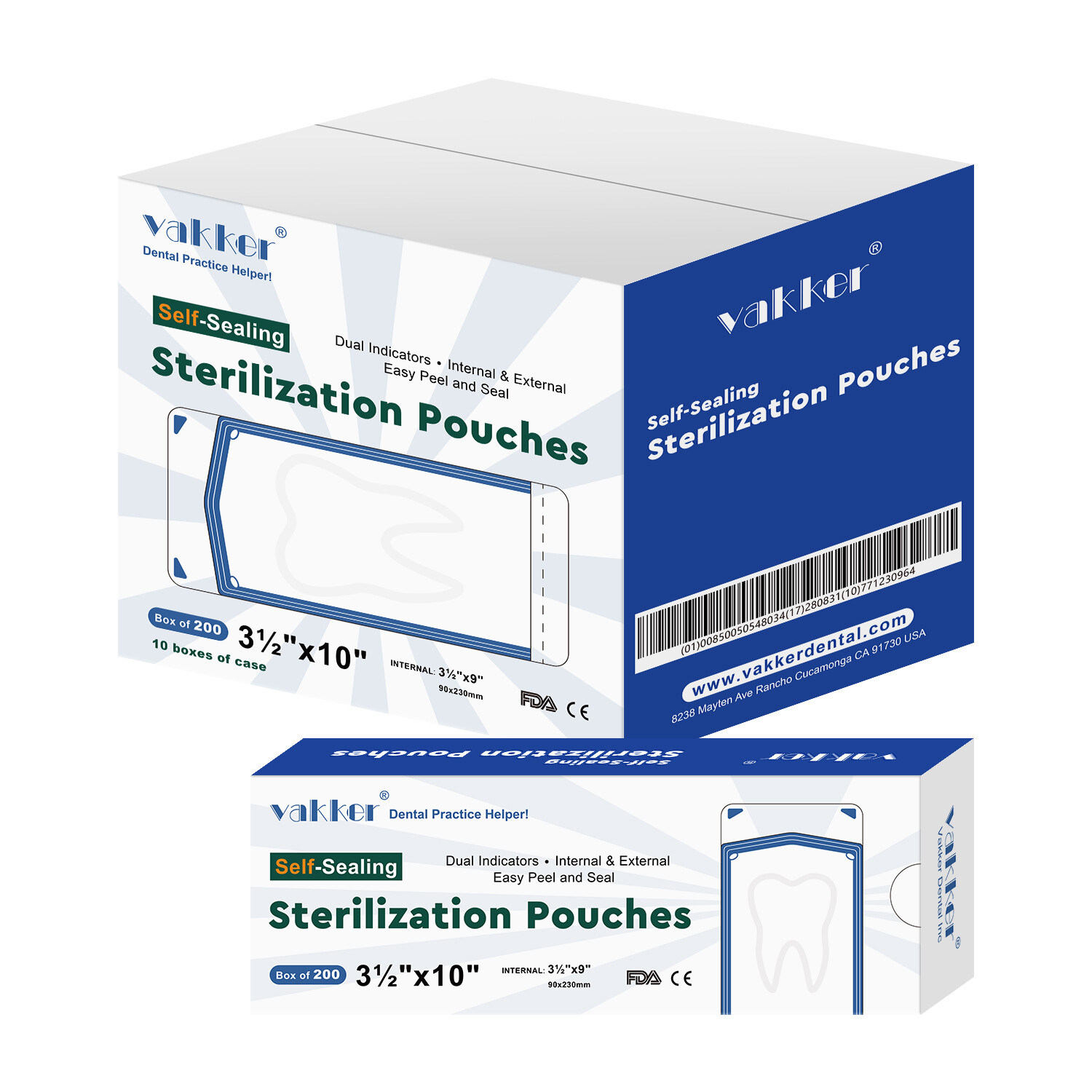 4000 3.5″ x 10″ Self Sealing Dental Sterilization Pouches Medical Autoclave Bags