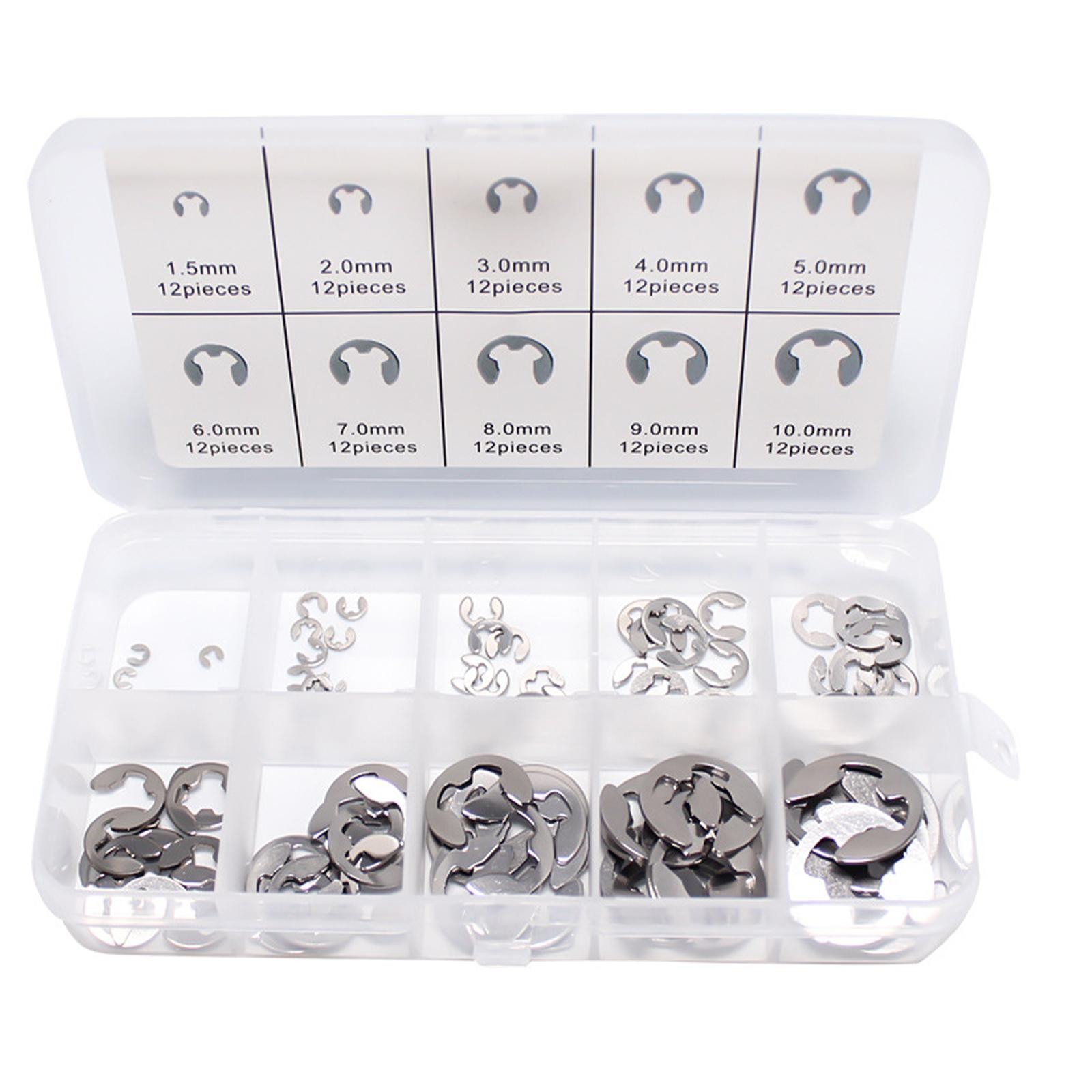120 X Assorted M1.5 – M10mm Stainless Steel E Clips C Circlip Kit Retaining Ring
