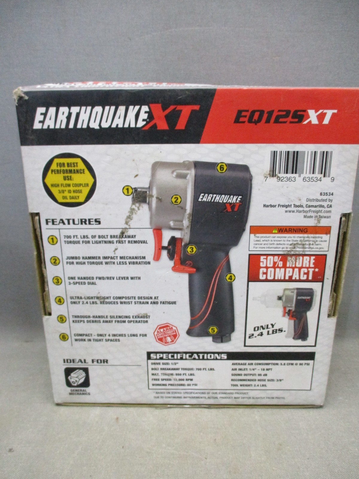 Earthquake XT EQ12SXT 1/2″ Ultra Compact Air Impact Wrench 700 ft.lbs