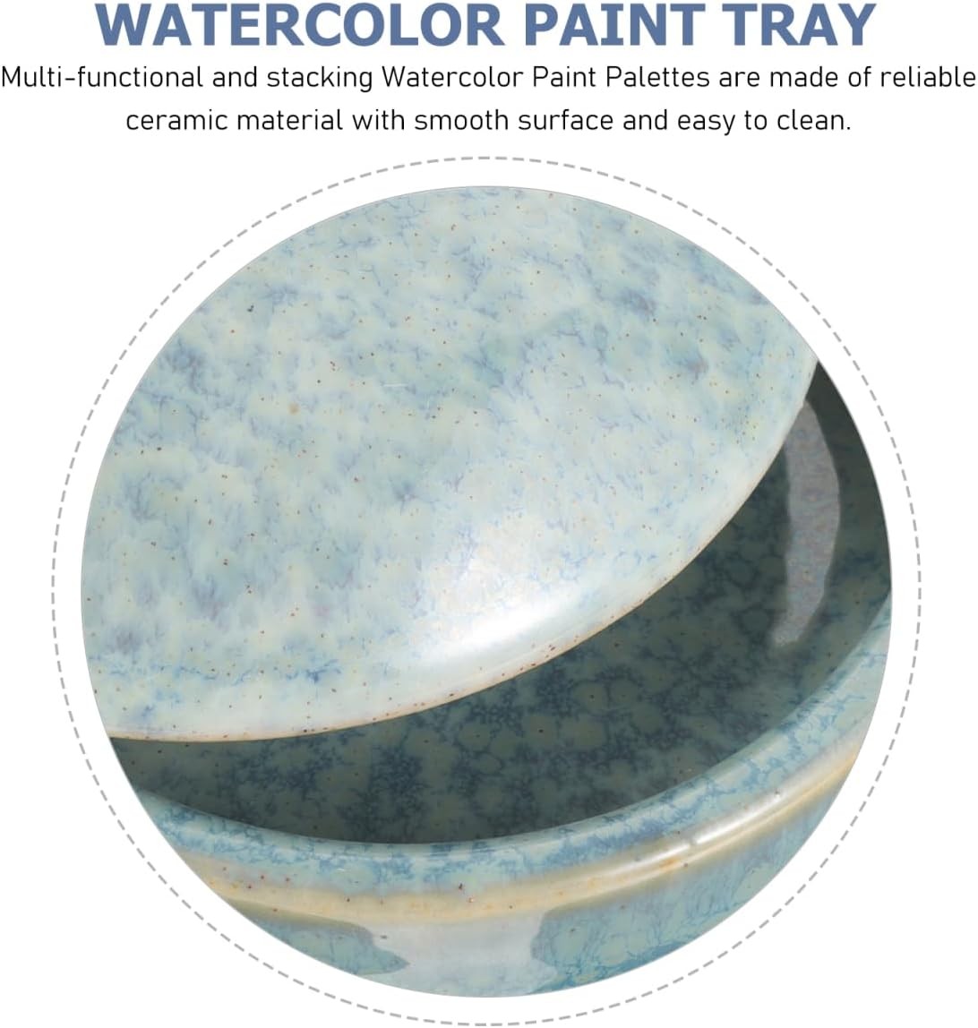 5-Layer Stackable Ceramic Paint Palette, Round Porcelain Watercolor Mixing Trays