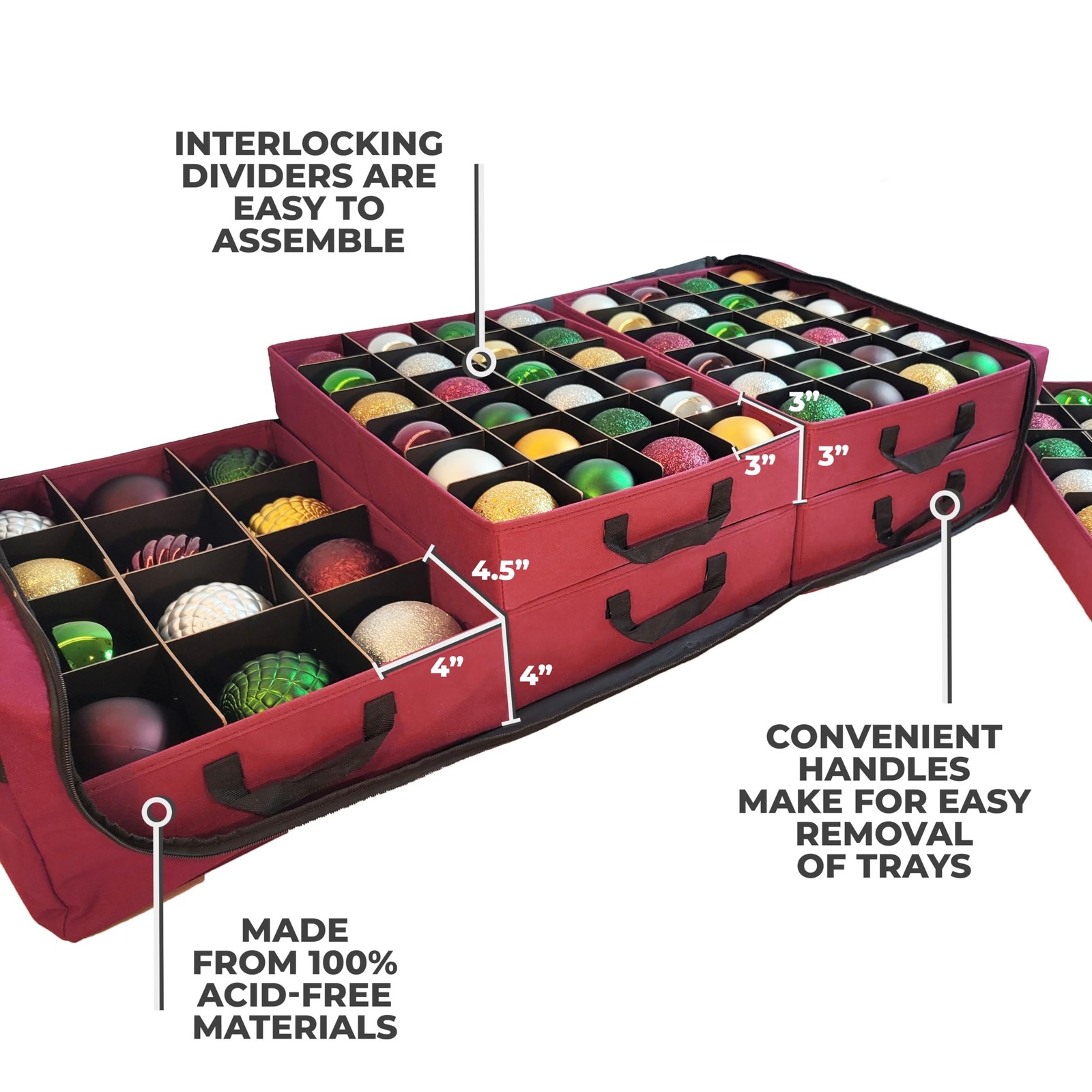 612 Vermont Flat Under Bed Ornament Storage Holds 108 Ornaments, 72 – 3