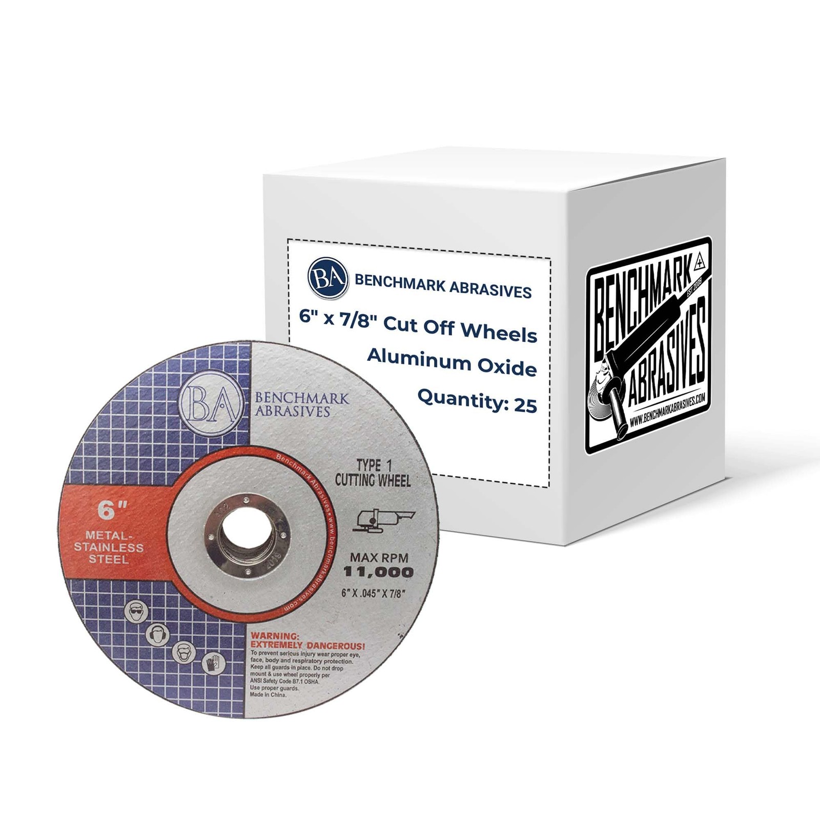 6″ Aluminum Oxide Type 1 Cut Off Wheels, 25-Count