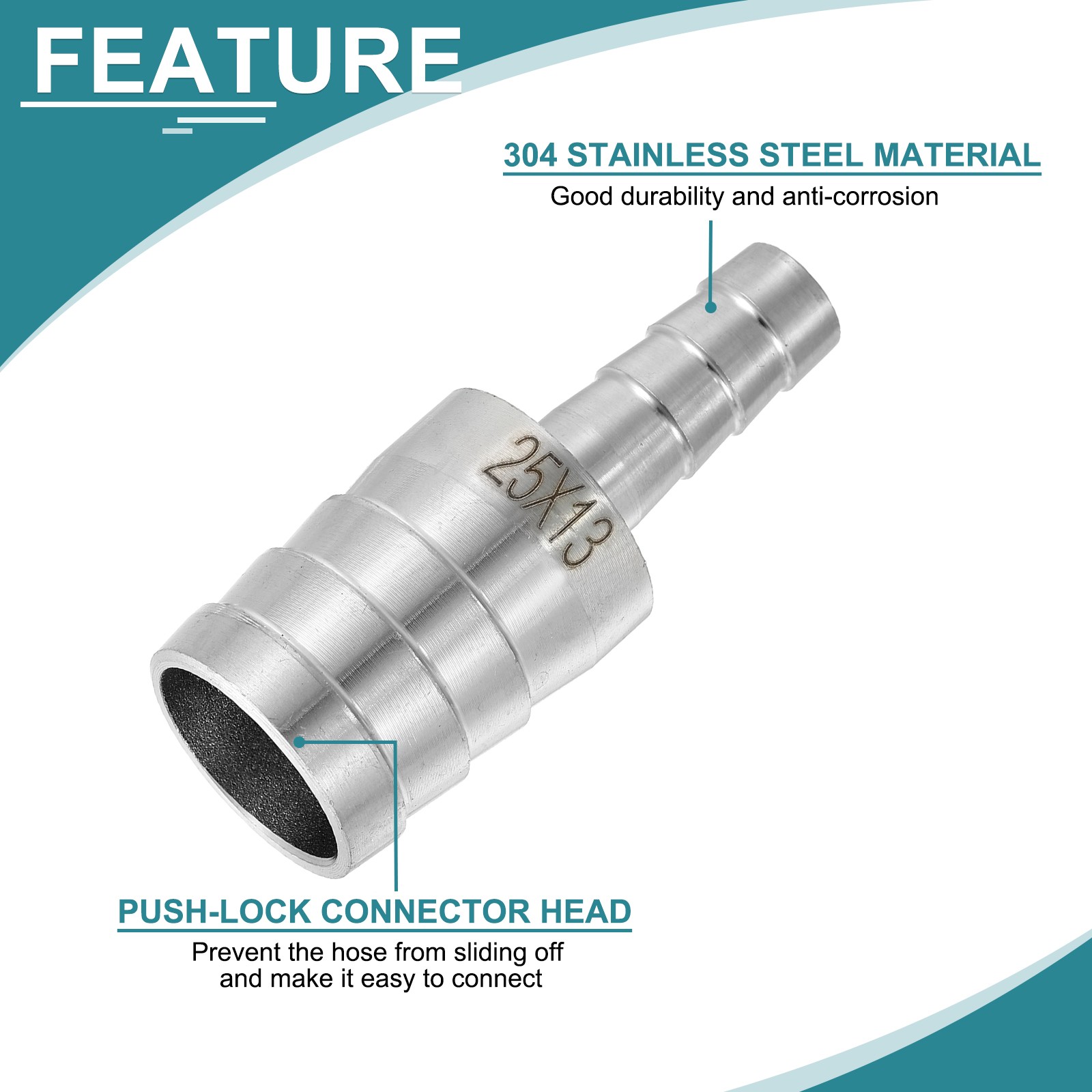 1″ to 1/2″ Hose Barb Reducer Pipe Fitting Stainless Steel Adapter