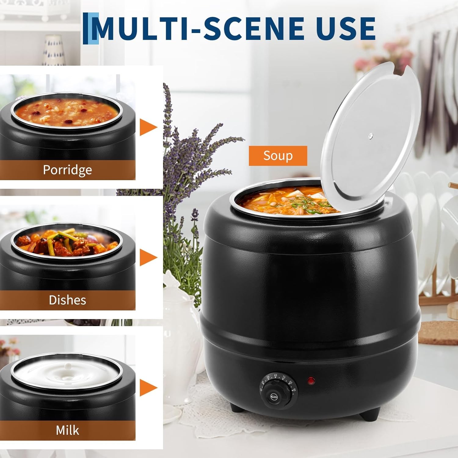 10.5Qt Soup Warmer Kettle Detachable Insert Electric Soup Pot Restaurant