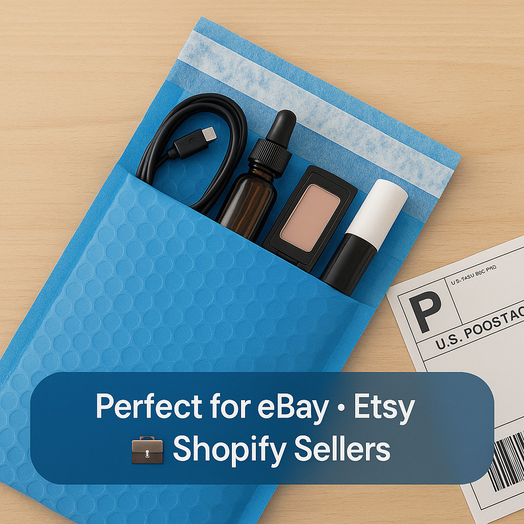 BubbleBox Blue #000 4×8 Poly Bubble Mailers Self Seal Padded Envelopes 4×7