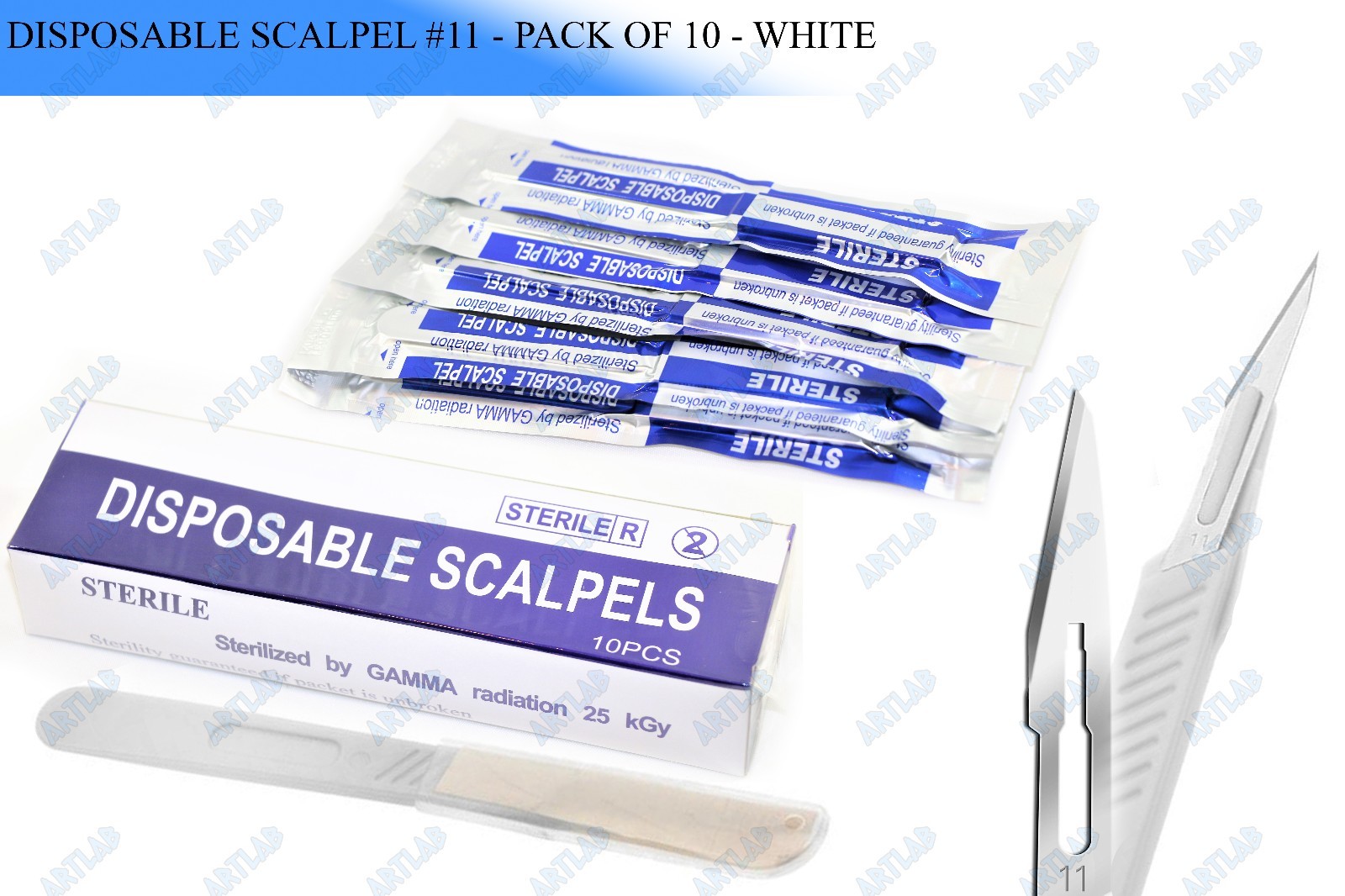 STERILE DISPOSABLE SCALPELS #11 – 10 PCS SINGLE USE-DENTAL,SURGICAL,DERMAPLANING