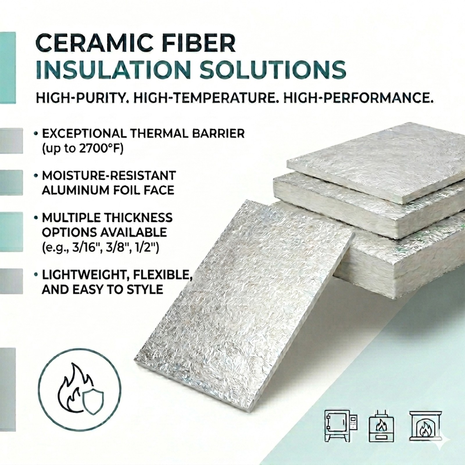 High-temperature insulation ceramic fiber blanket with aluminum foil facing
