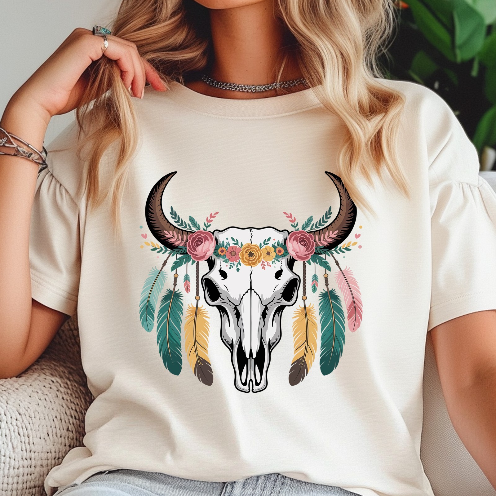 Western Boho Bull Skull Clipart Bundle, western PNG, Western Sublimation,