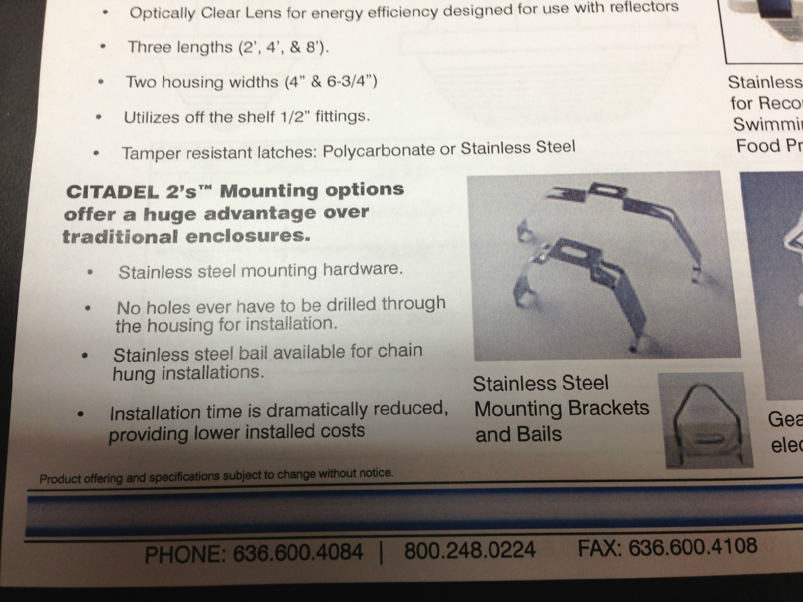 Scientific Lighting Products Citadel 2 Stainless Mounting Brackets CT2-MB-2L-2
