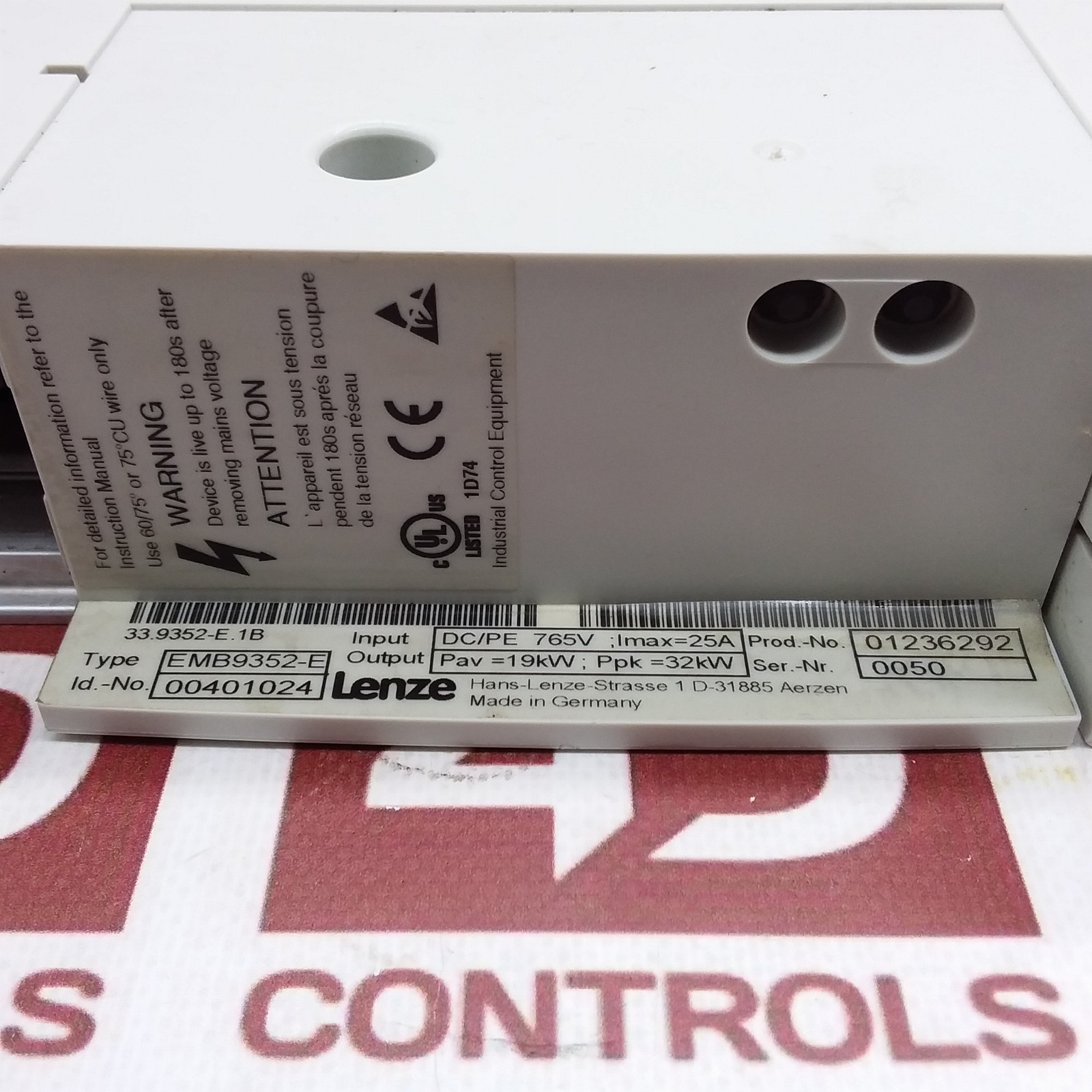EMB9352-E | Lenze | Brake Unit, 270-775VDC, 25A, 15-35kW, Used