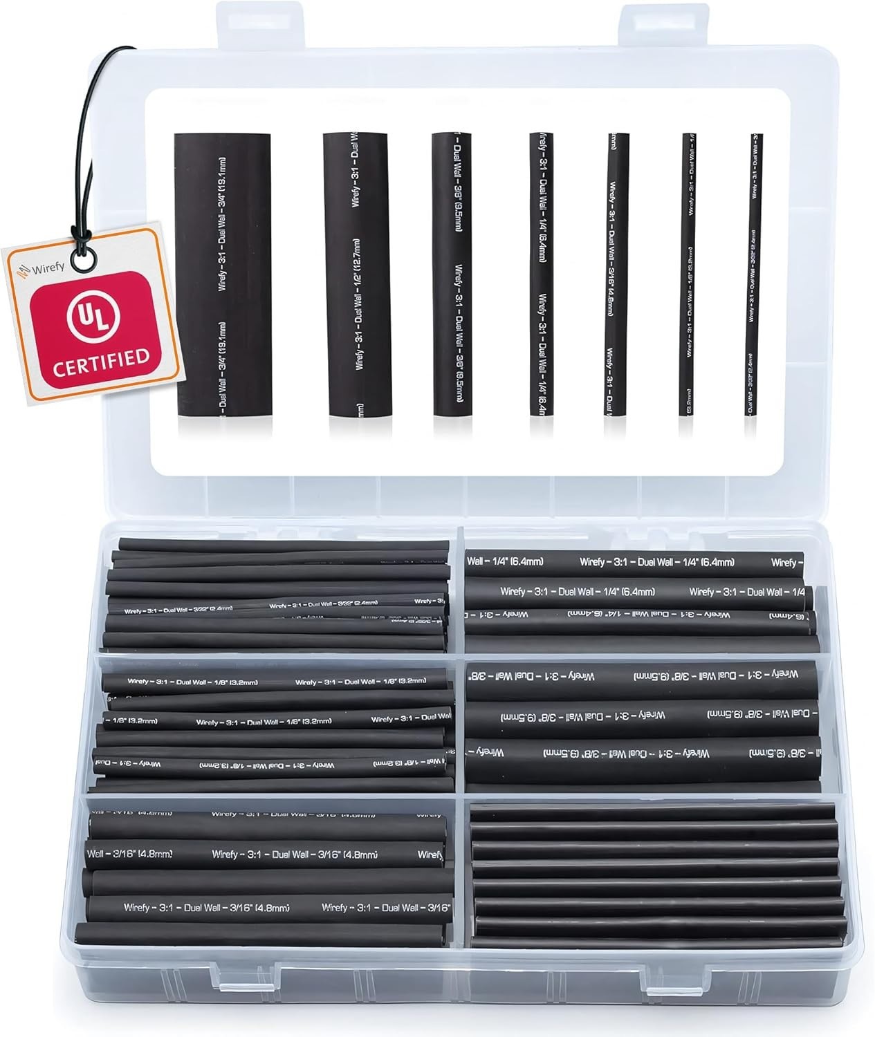 Heat Shrink Tubing Variety Pack – 180 Pcs with Strong Adhesive for Lasting Seal