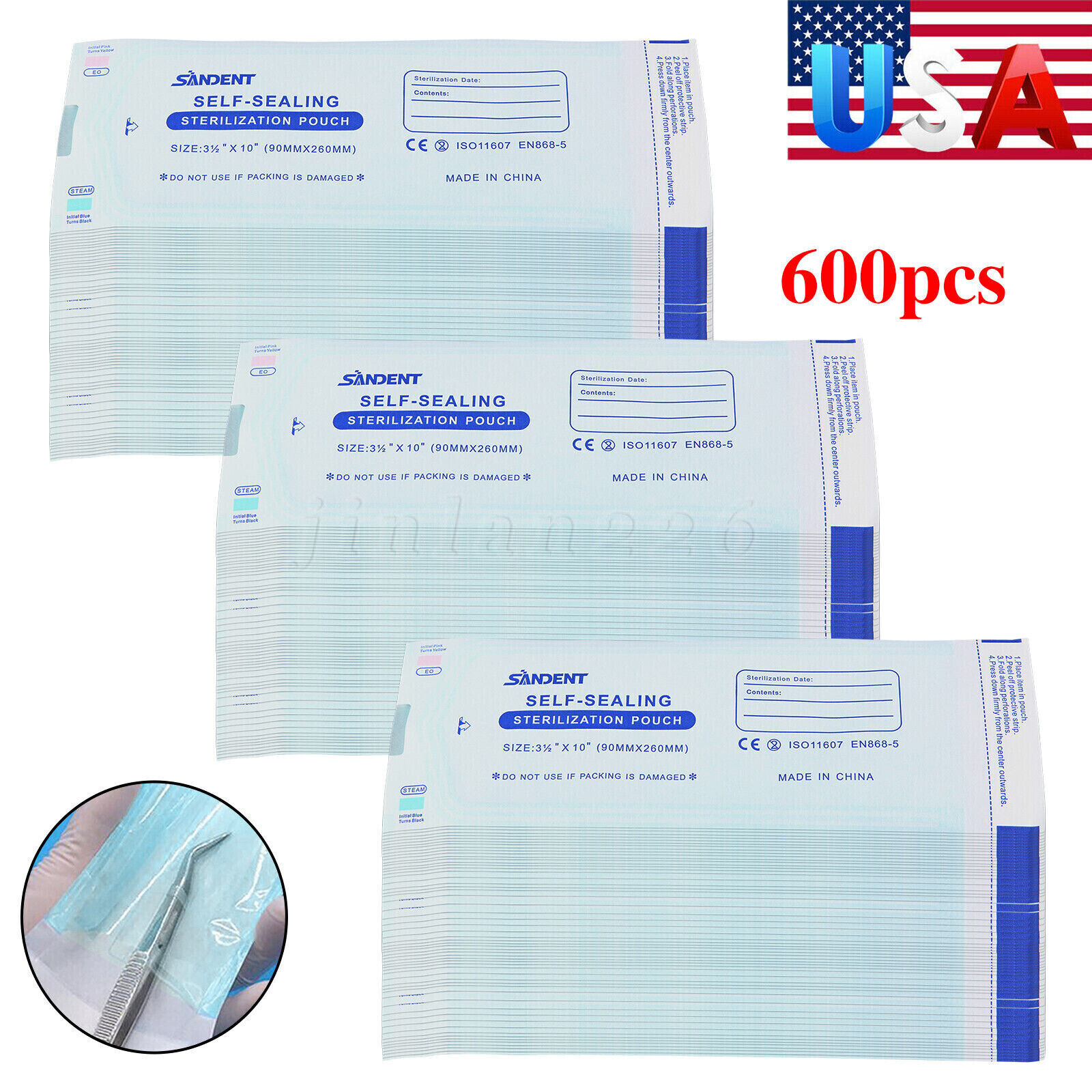 3.5″ X 10″ Self Sterilization Pouches Autoclave Pouch, Sterilizer Bags Dental US