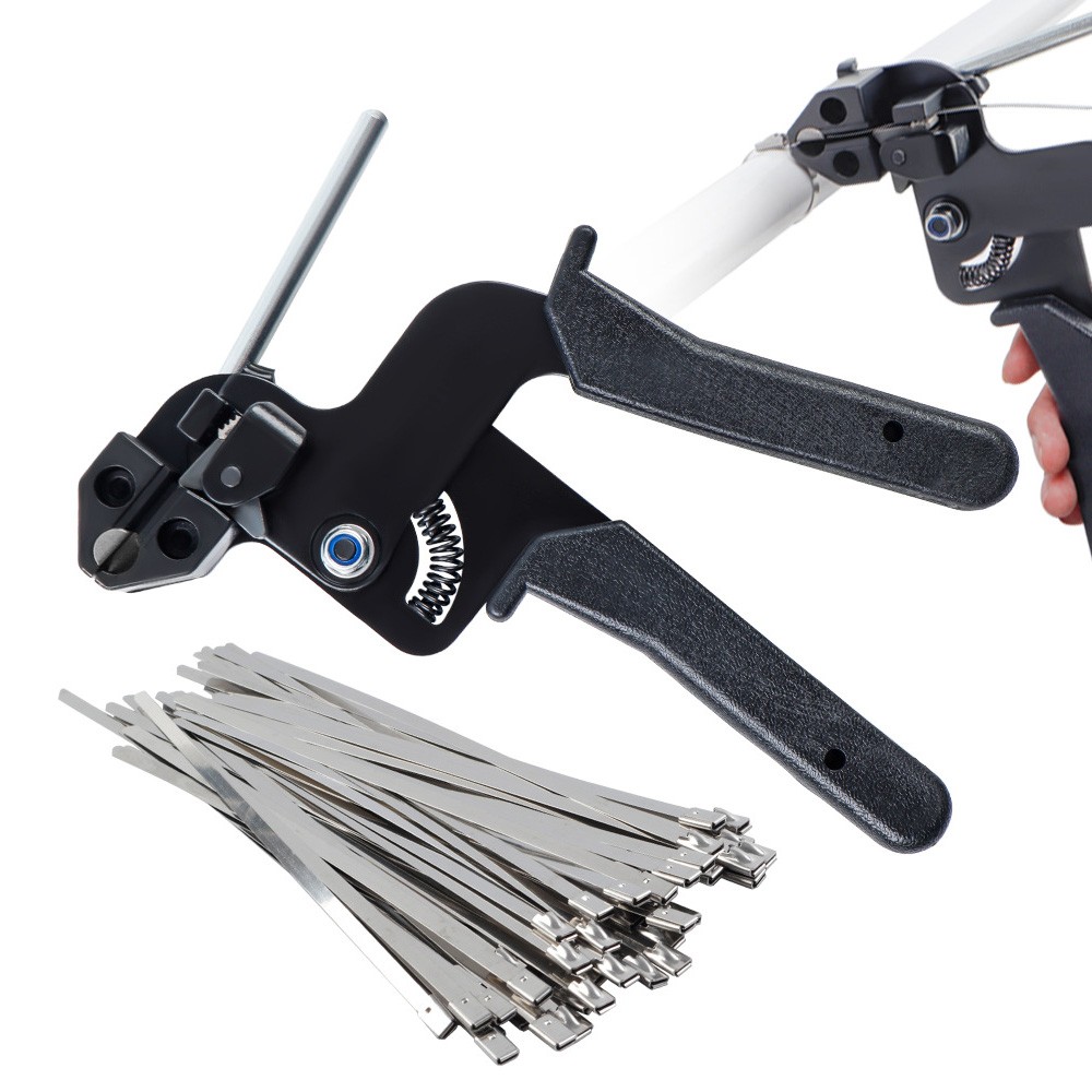 Cable Tie Tool Gun Stainless Steel Cable Tie Tool Repair W/150PCS Metal Zip Ties