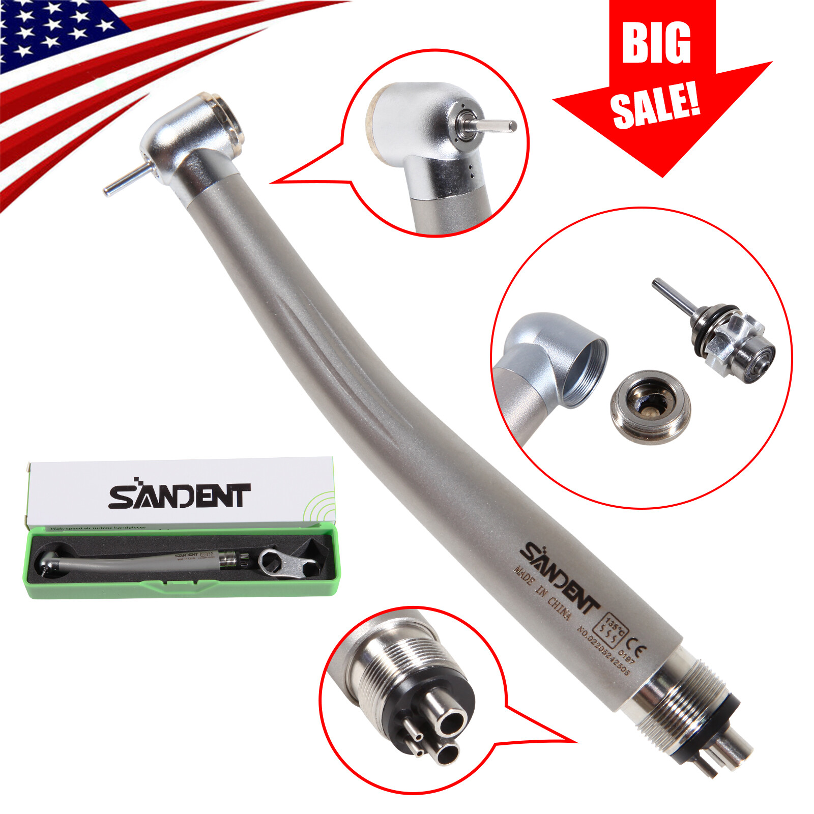 SANDENT NSK PANA MAX Style Dental High Speed Handpiece Standard Head push 4 hole
