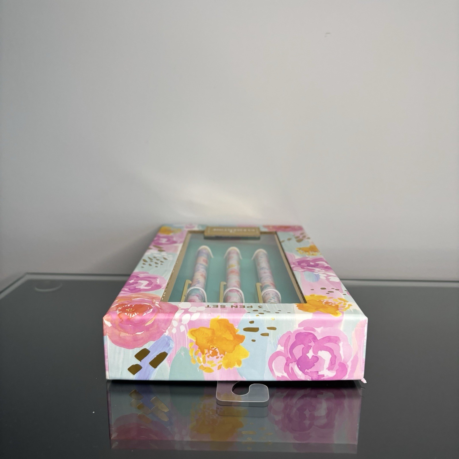 Clementine Pen Set of 3. Colorful Floral in Bloom. Black Ink. Rose Designer. NWT