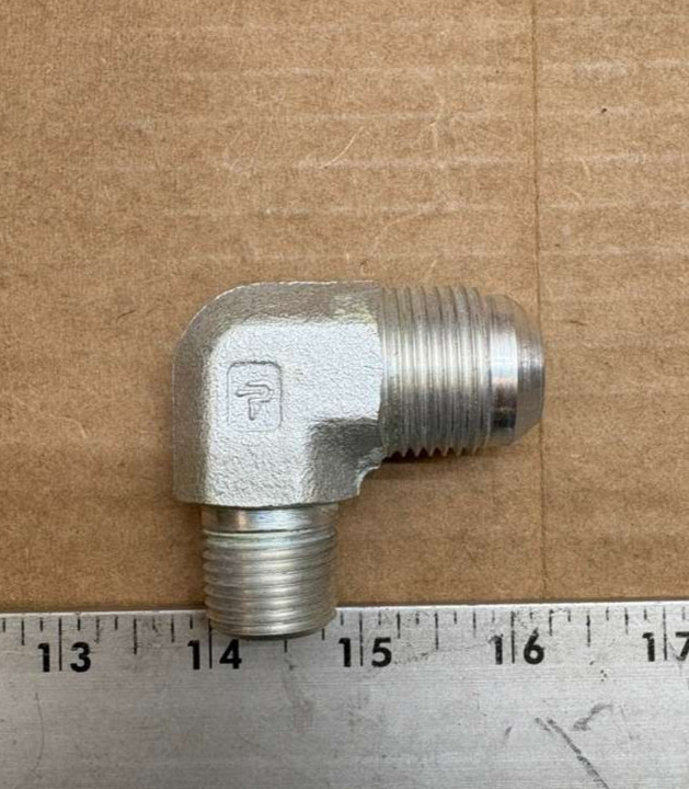 Parker 90-Degree Metal Elbow Pipe Fitting – Threaded .54″ x .61″ ID