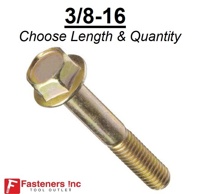 3/8-16 Grade 8 Flange Frame Bolt Yellow Zinc Plated (All Sizes & Qty’s) 3/8″