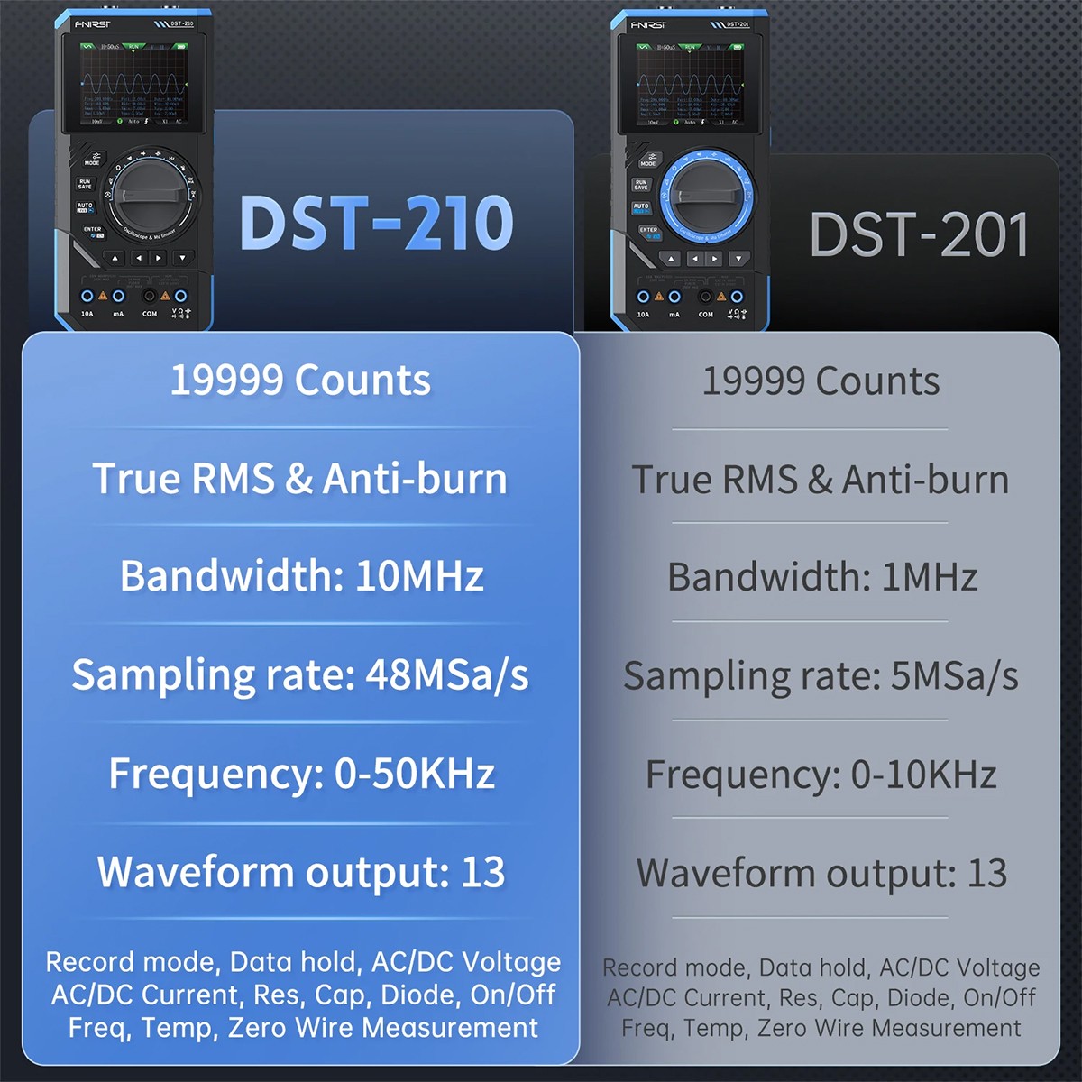 3in1 FNIRSI DST210 Handheld Digital Oscilloscope Multimeter Signal Generator 10M