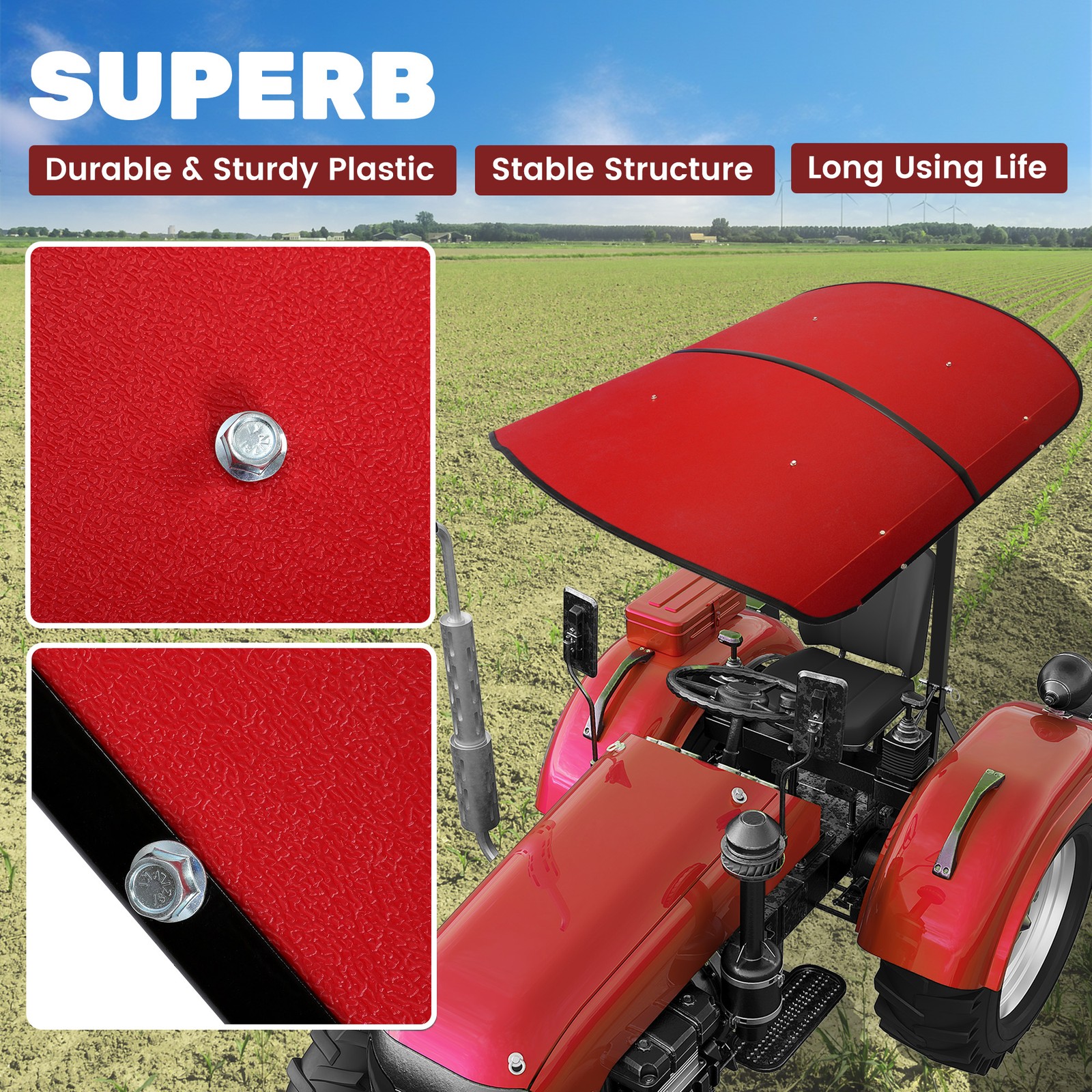 NEW Tuff Top Tractor Canopy Red For ROPS 52″ X 52″ w/ Mounting Accessories