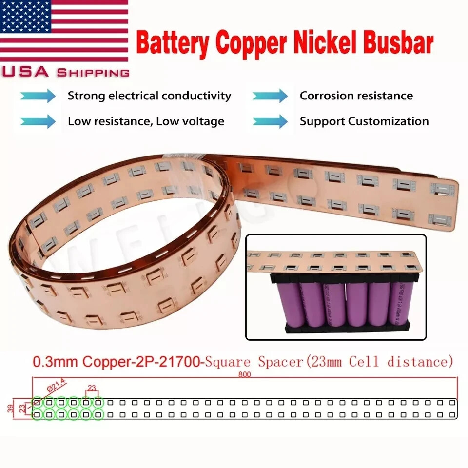 3PCS 21700 Battery Busbar Copper Nickel composite Easy spot welding Length800mm