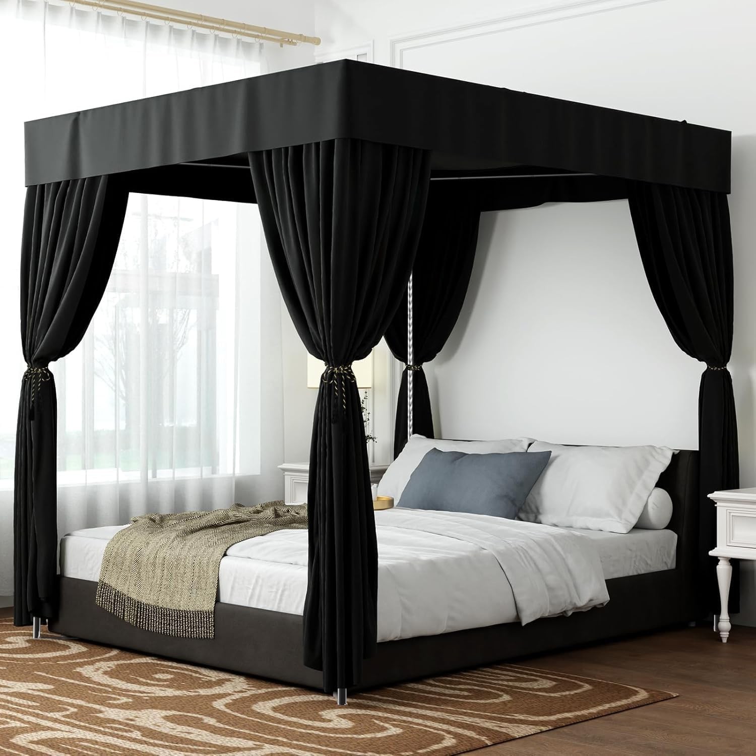 King Size Canopy Bed Frame,Stainless Steel Bed Canopy Frame Attachment,Frame
