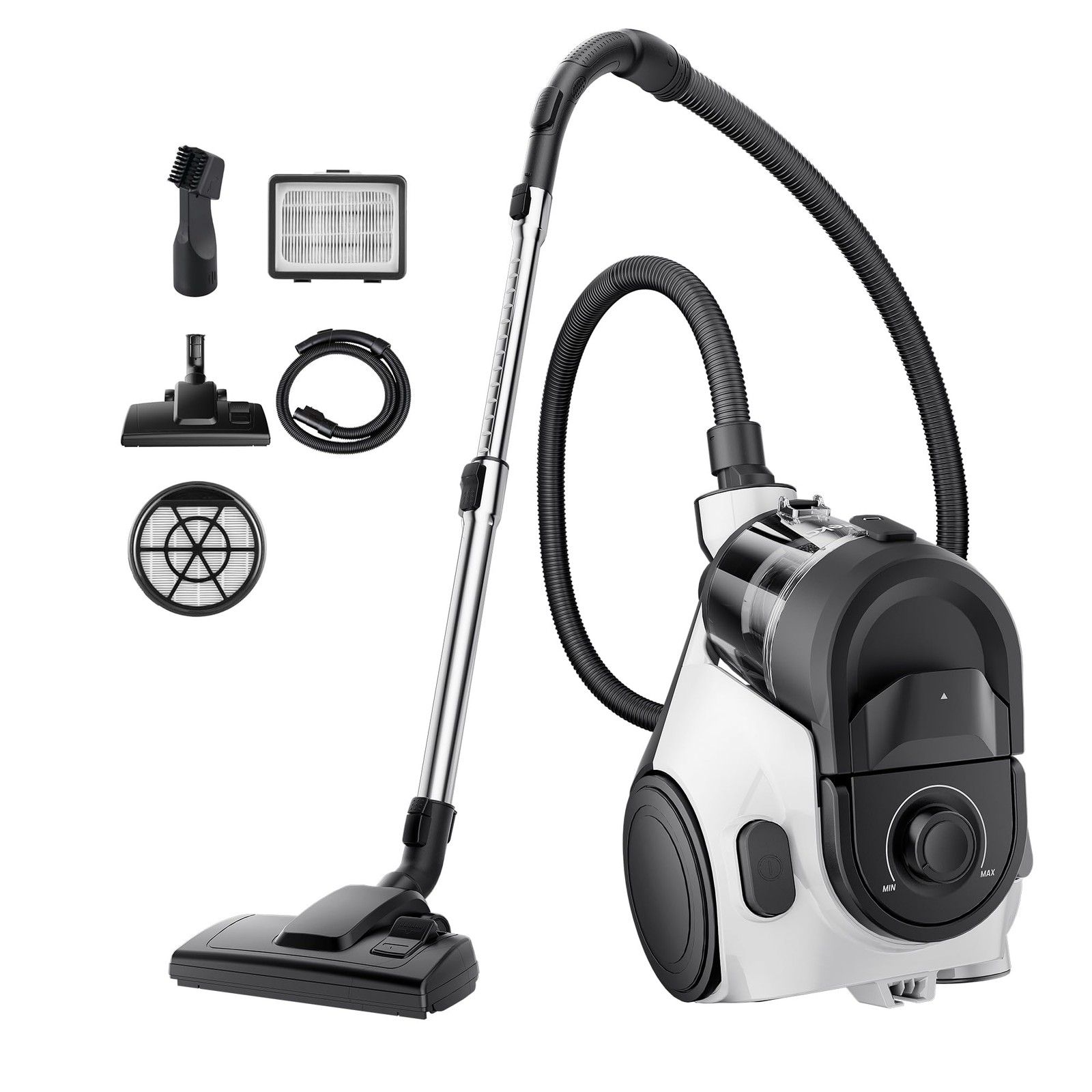 Eureka Bagless Canister Vacuum Cleaner, 1100W High Power Cleaner White