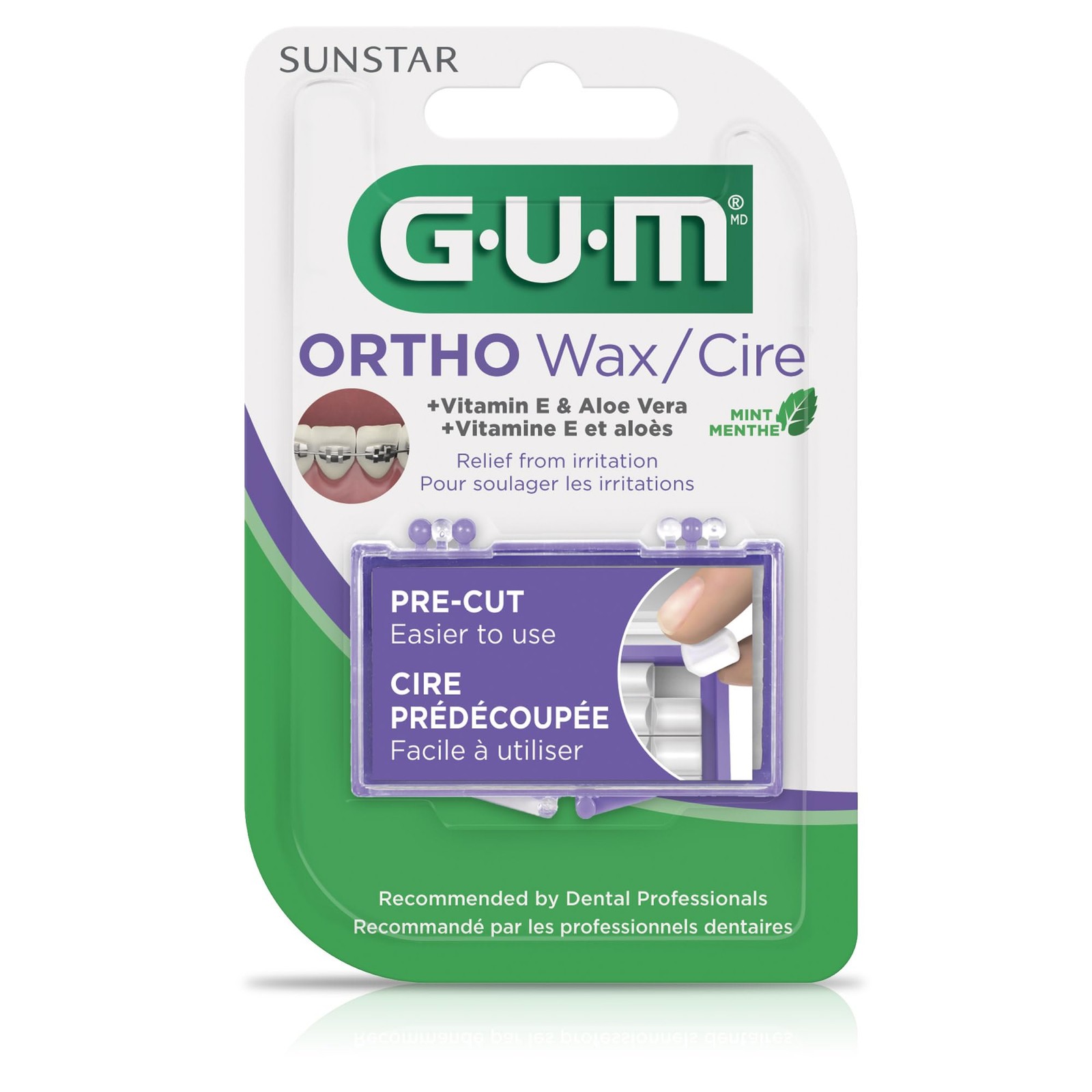 GUM Orthodontic Wax for Braces & Aligners, Mint, 1 Count (6 Pack)