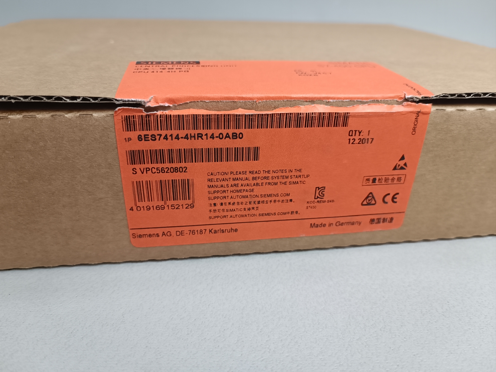 Siemens 6ES7 414-4HR14-0AB0 / 6ES7414-4HR14-0AB0 Seal Orange – Seal Open