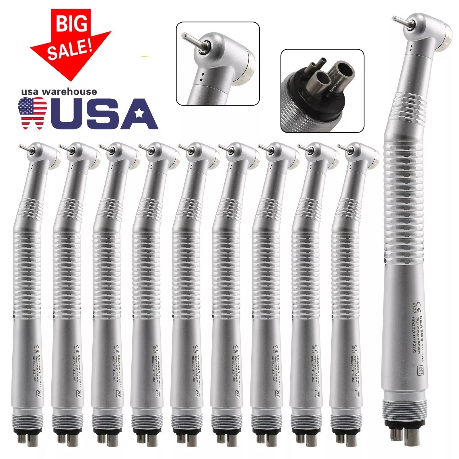 10 Pcs Seasky NSK PANA MAX Style Dental High Speed Turbine Handpiece Push 4Holes