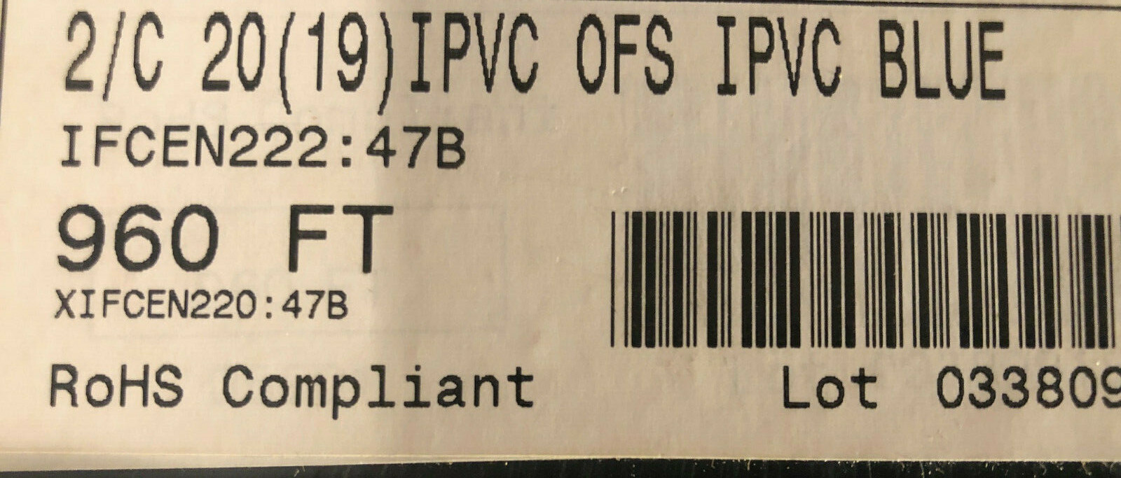 Approx. 700 ft IMS Blue 20 AWG Wire 600v