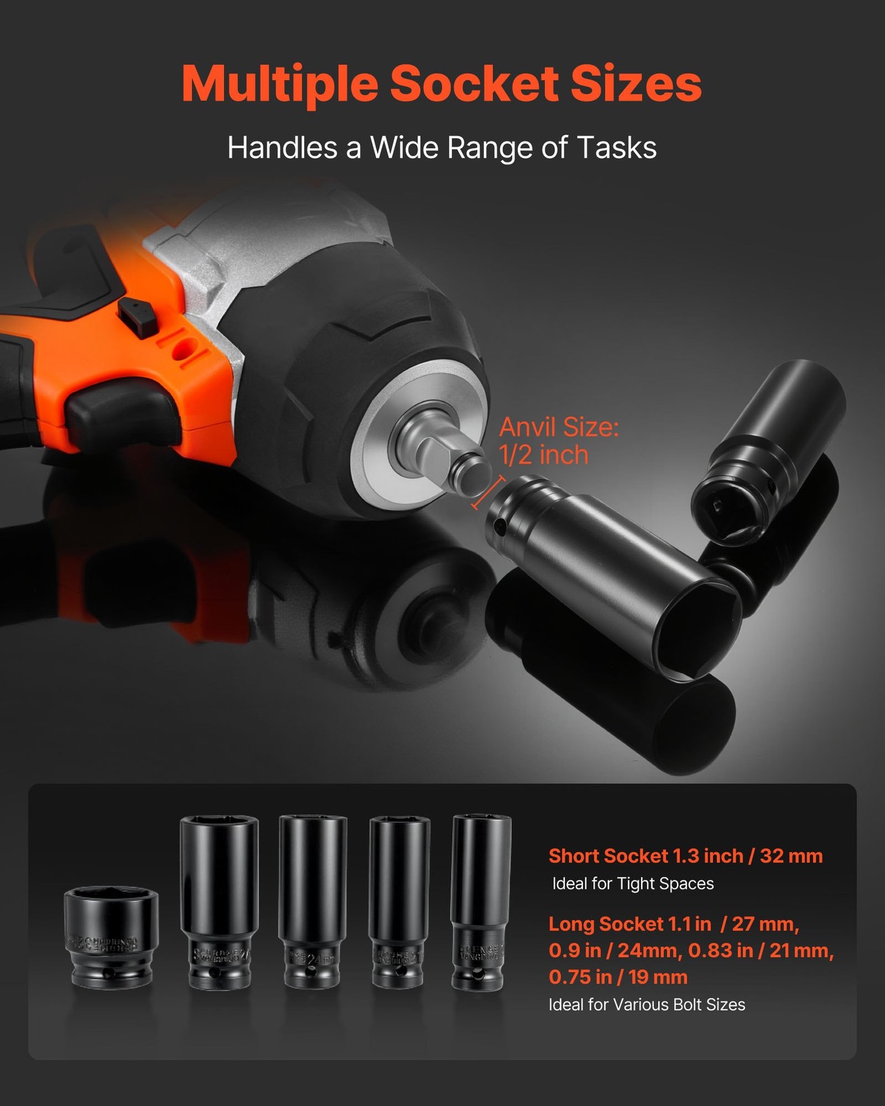 Cordless Impact Wrench, 958.8 ft-lbs / 1300 Nm High Torque, 1/2 inch, 20V Elect