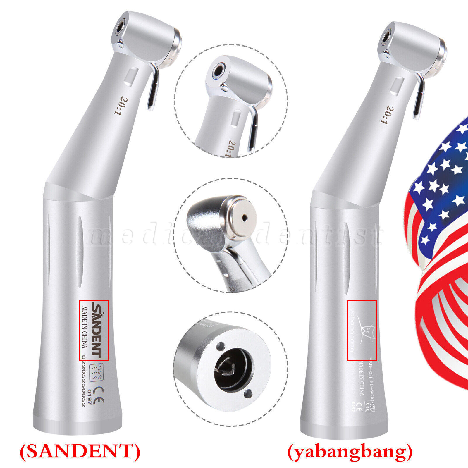 NSK Style Dental Implant Reduction 20:1 Low Speed Push Contra Angle Handpiece to