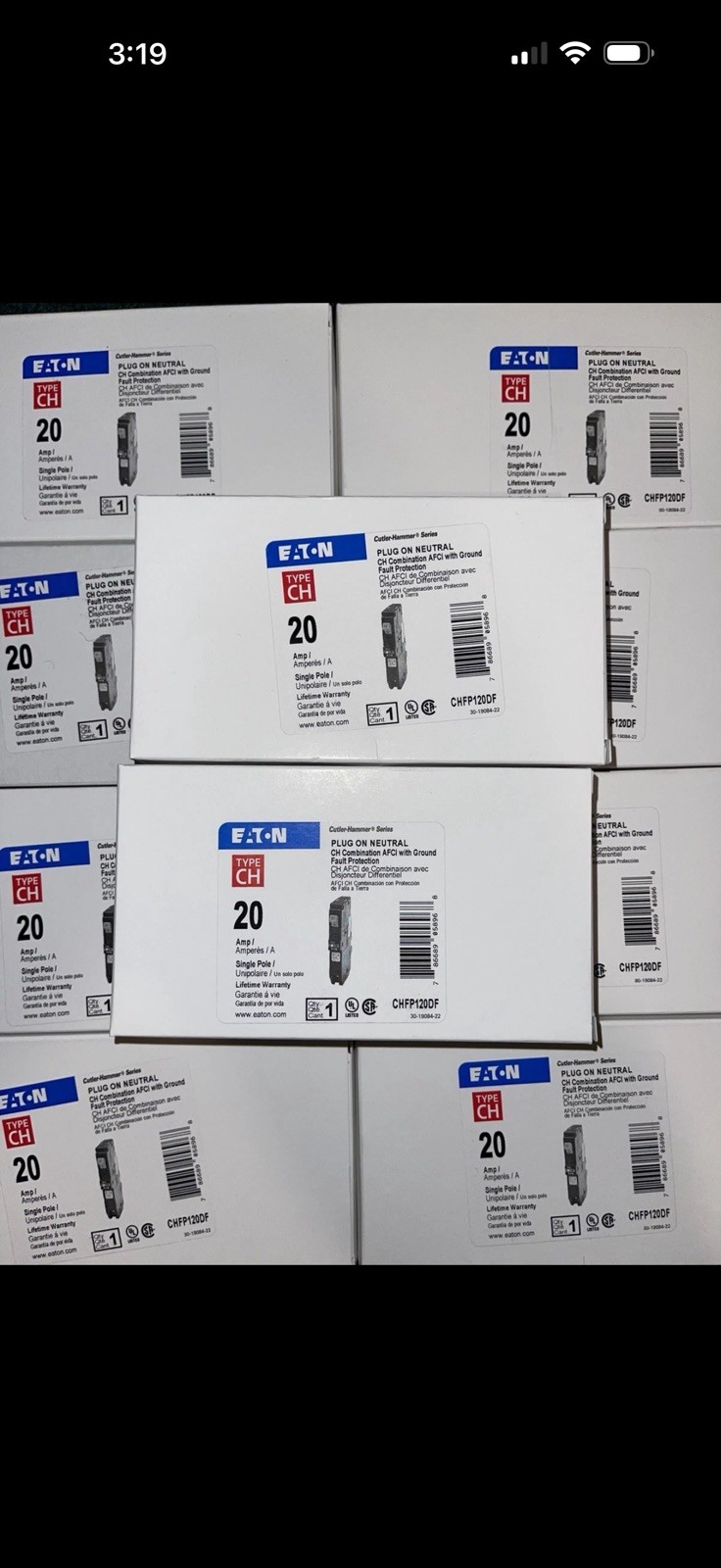 Eaton CHFP120DF Miniature Circuit Breakers 1P 20A 240V EA