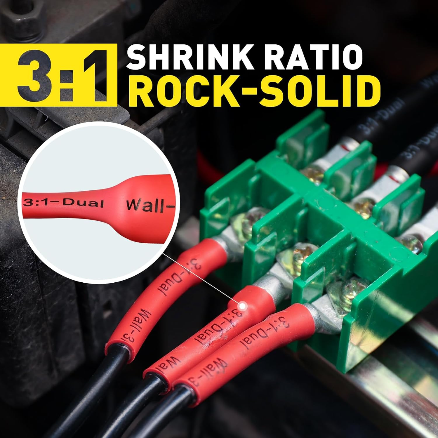 3:1 Heat Shrink Tubing Kit, Adhesive Lined Marine Resistant Grade Shrink Wrap –