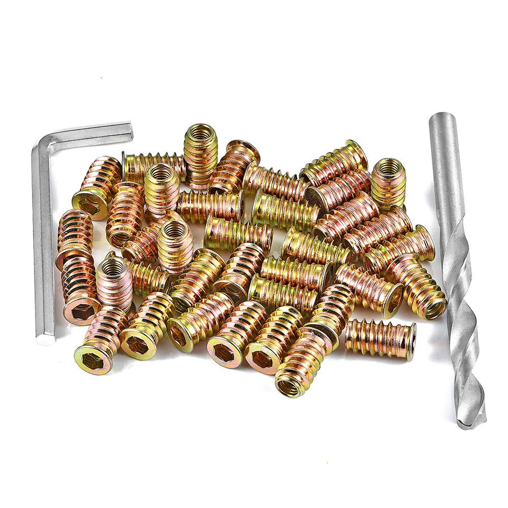 PGMJ 200 Pcs Threaded Inserts for Wood – One Size, 200 1/4″-20 x 20mm