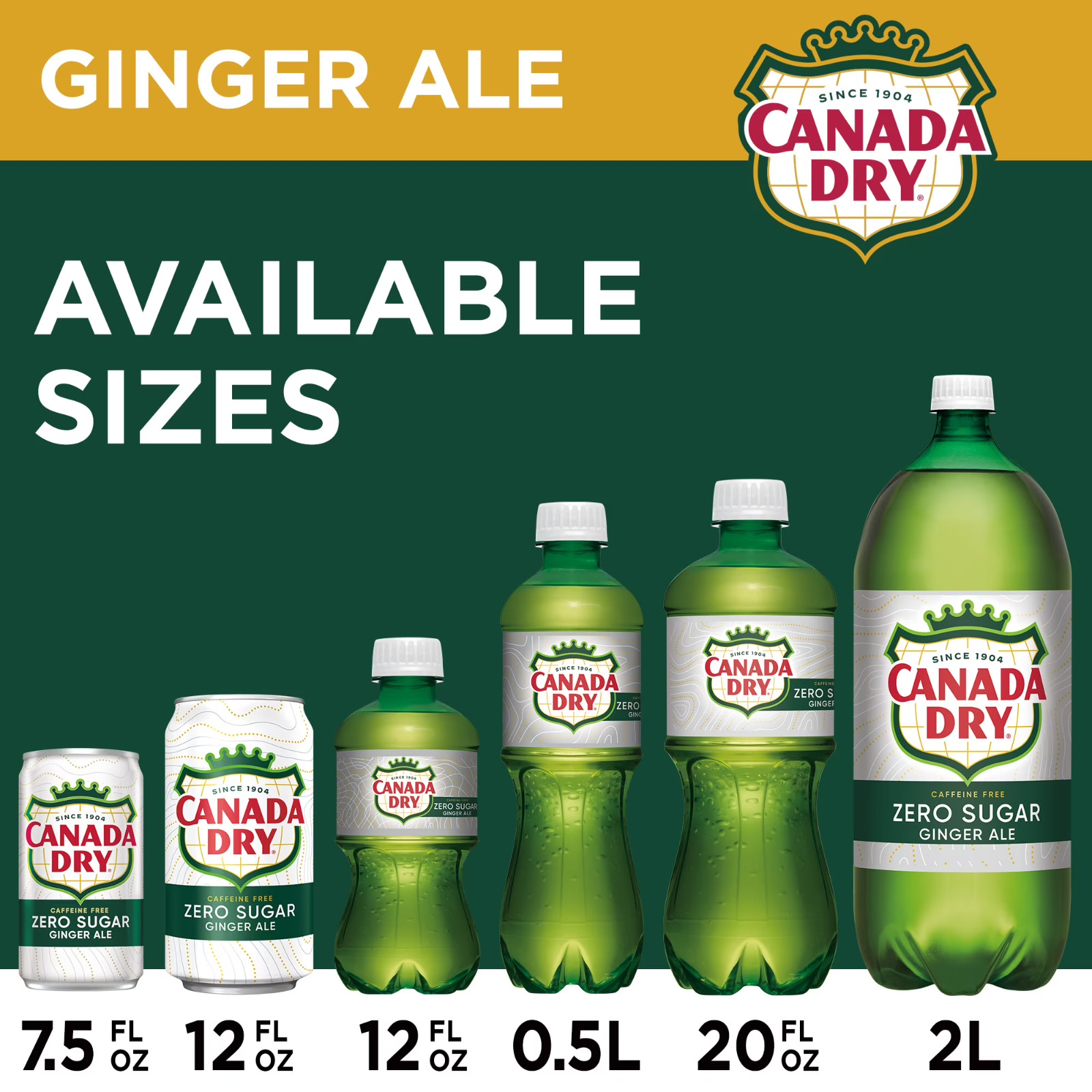Canada Dry Caffeine Free Zero Sugar Ginger Ale Soda Pop, 12 fl oz, 12 Pack Cans