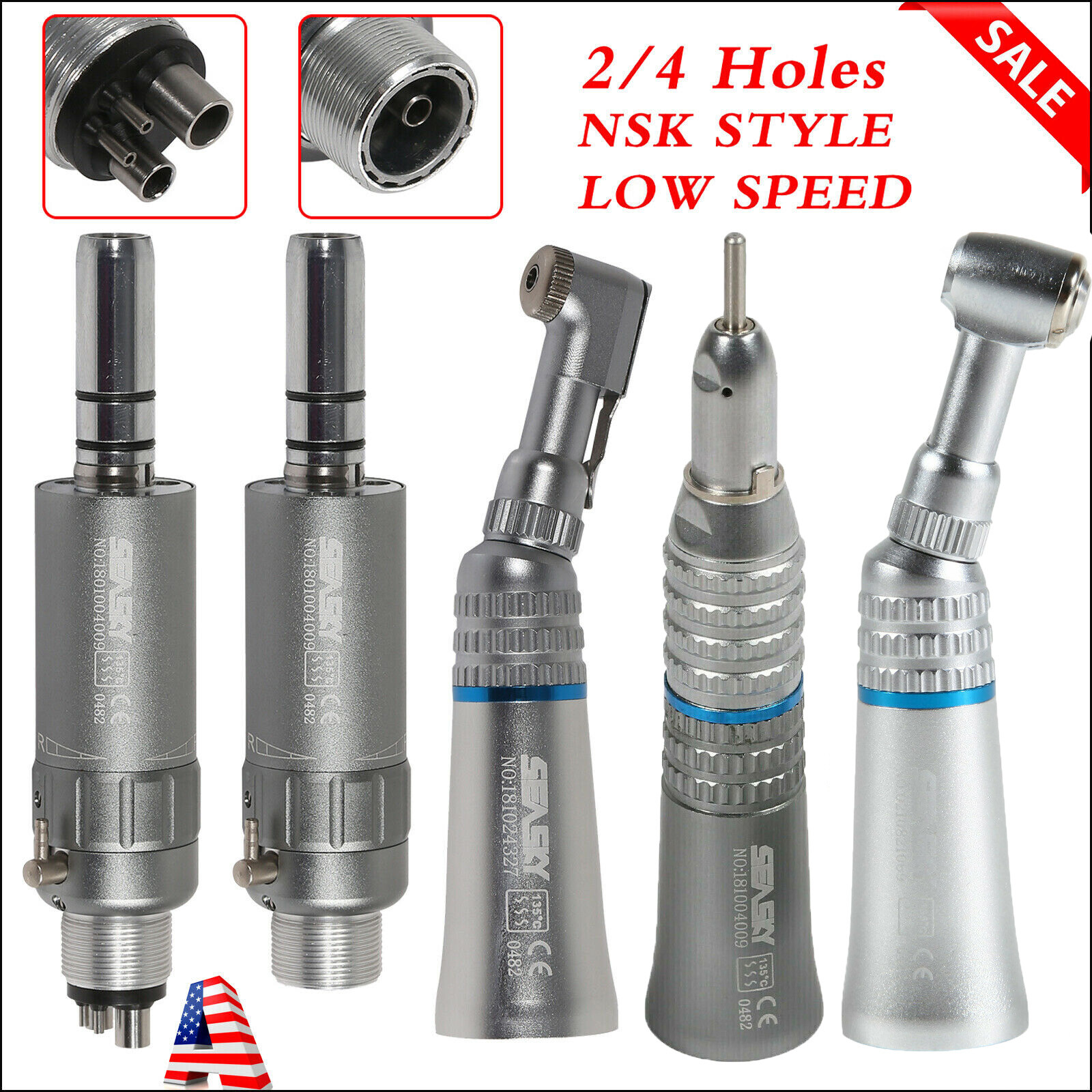 NSK Style Dental Slow Low Speed Handpiece Straight Contra Angle Air Motor 4 /2H