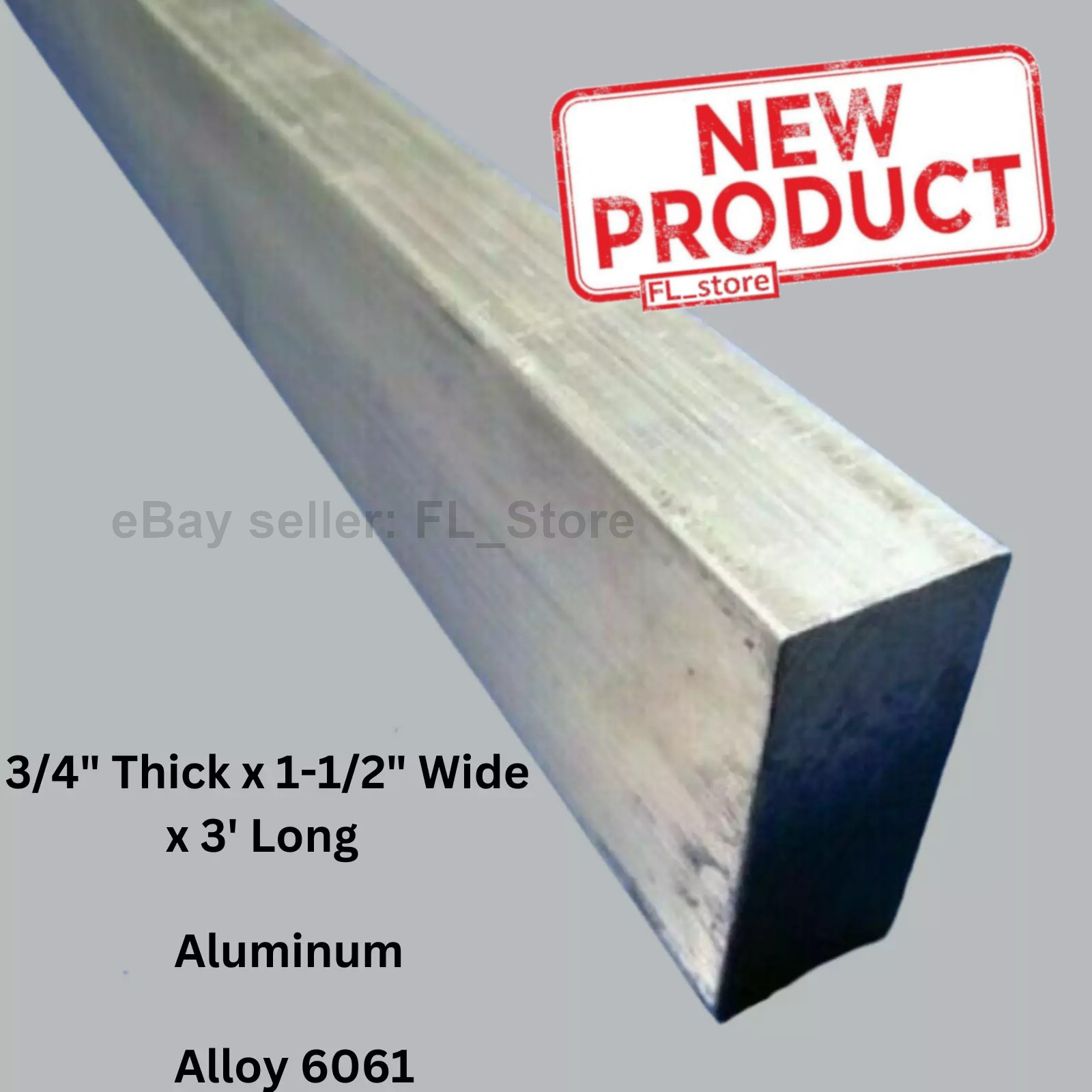 ALUMINUM BAR FLAT STOCK 3/4″ Thick x 1-1/2″ Wide x 3′ Long Unpolished Finish NEW