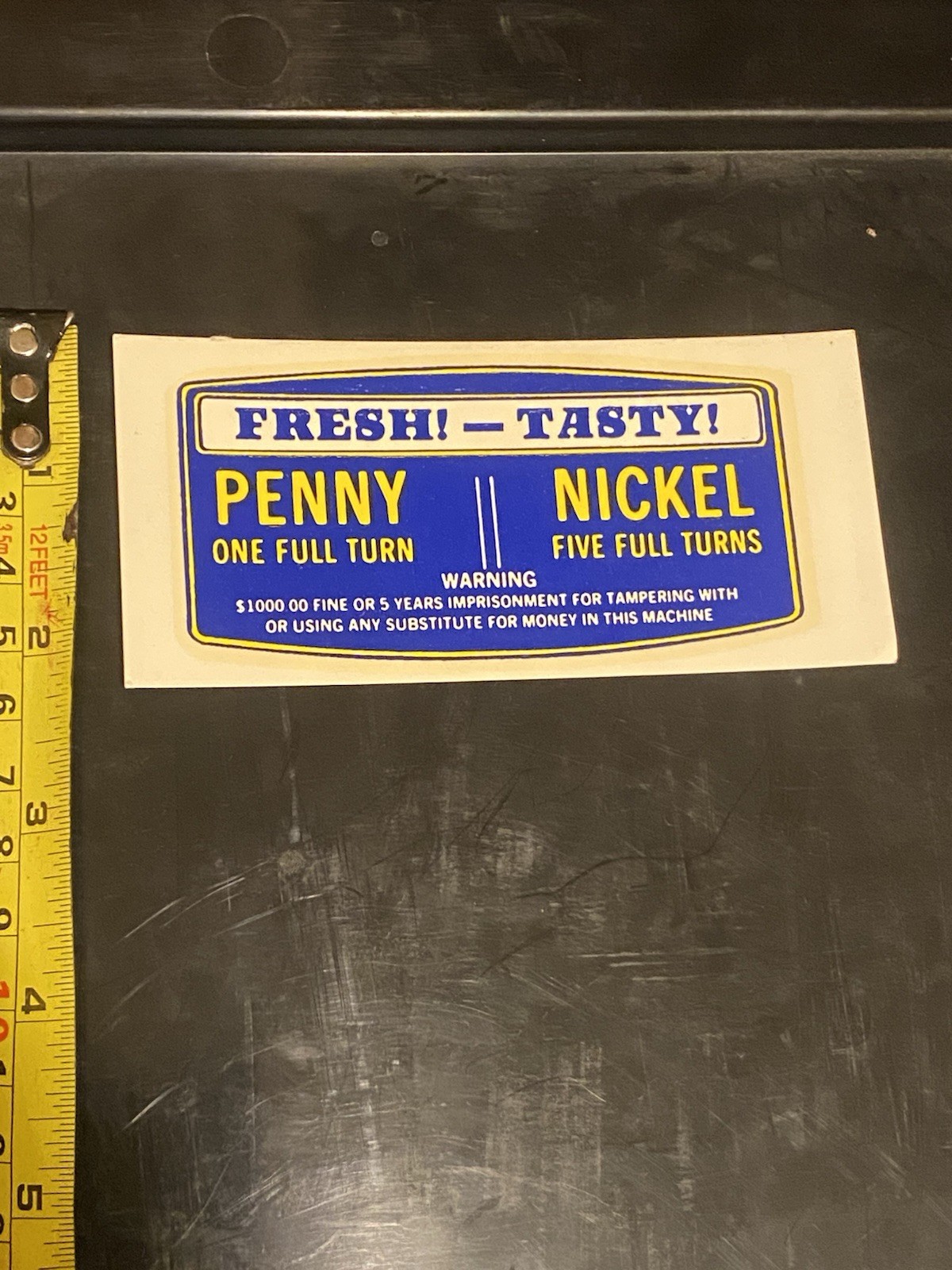 Penny Nickel Fresh Tasty Decal for Norris Master Peanut Gumball Vending Machine