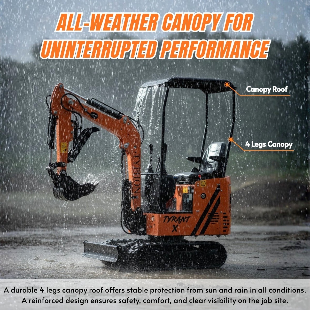 Free Ship TYPHON TYRANT X 1Ton Mini Excavator USA 13.5HP include 12 Attachments