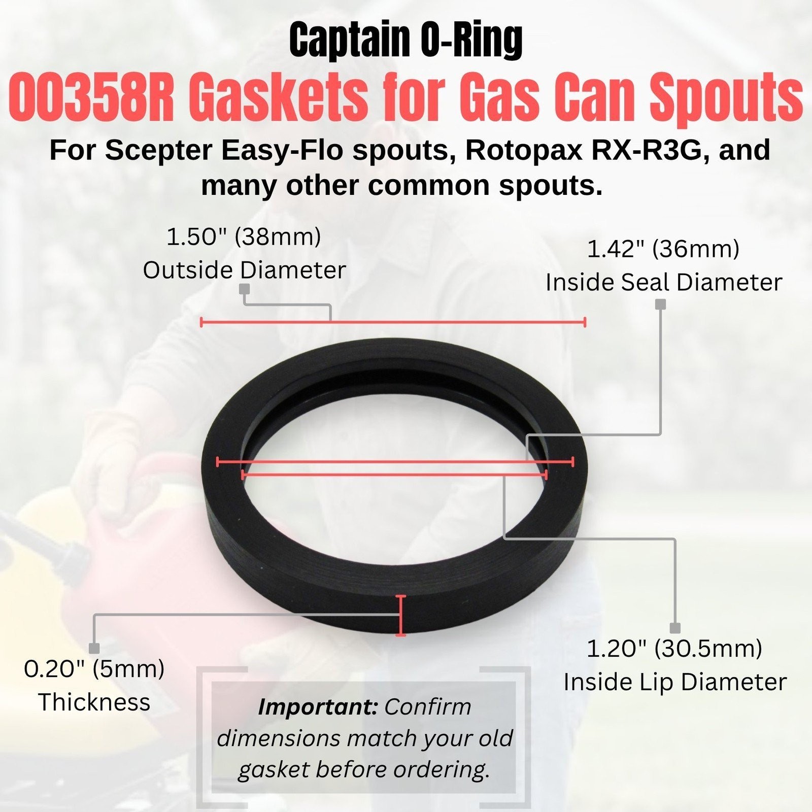 (6 Pack) Gas Can Spout Gasket Seals – Universal Rubber Replacements