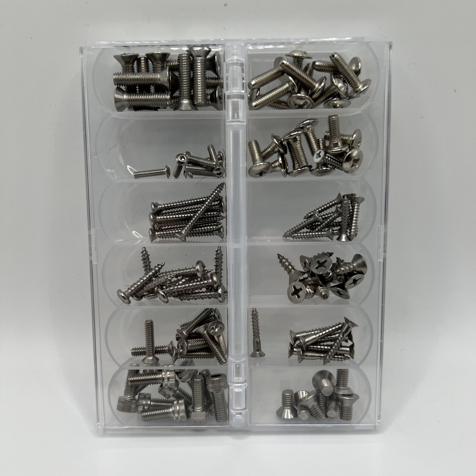 Assorted Small Stainless Steel Screws 120 Pieces High Quality Includes Case