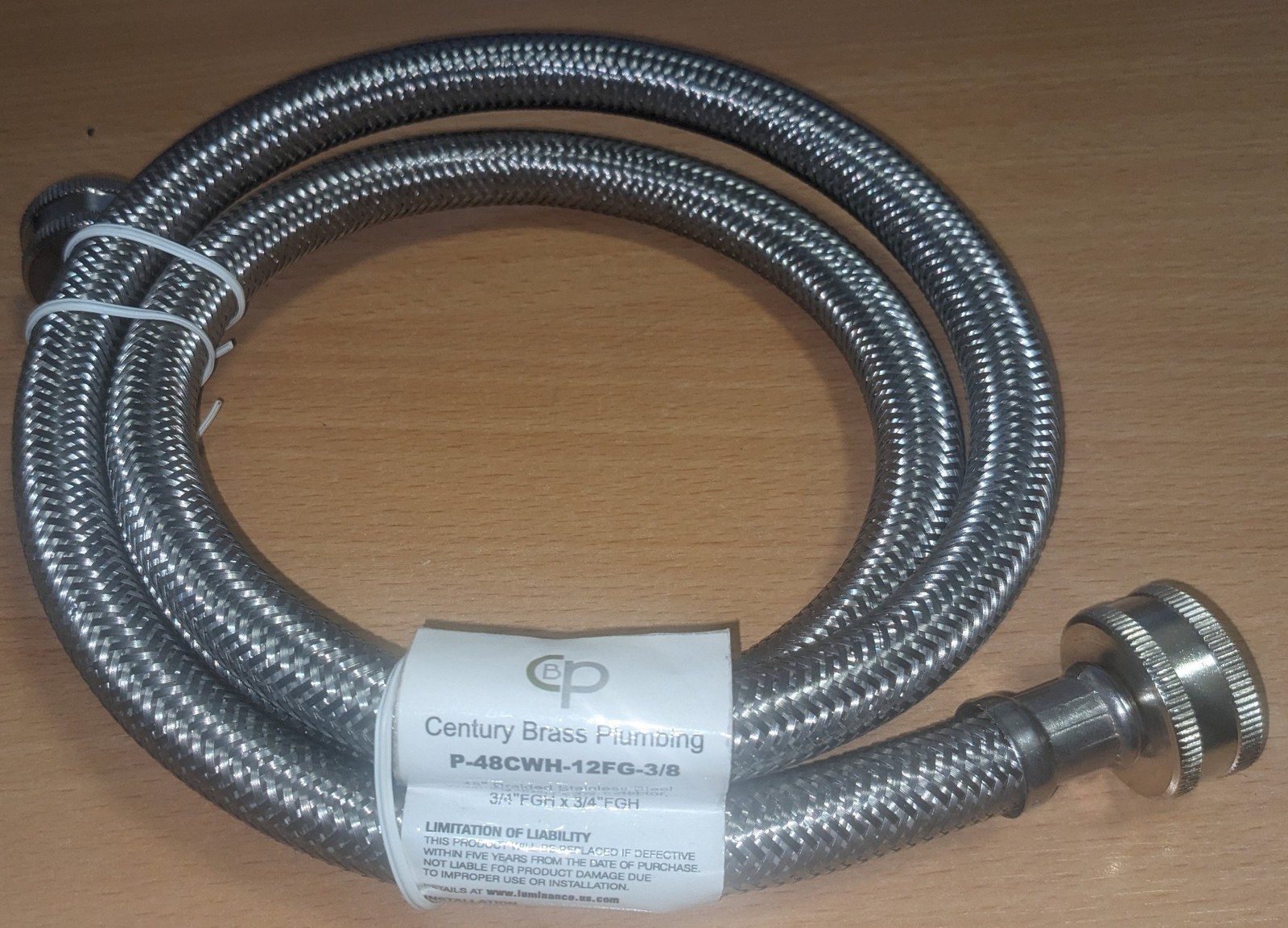 48” STAINLESS STEEL HOSE 3/4”FGH X 3/4”FGH #P-48CWH-12FG-3/8